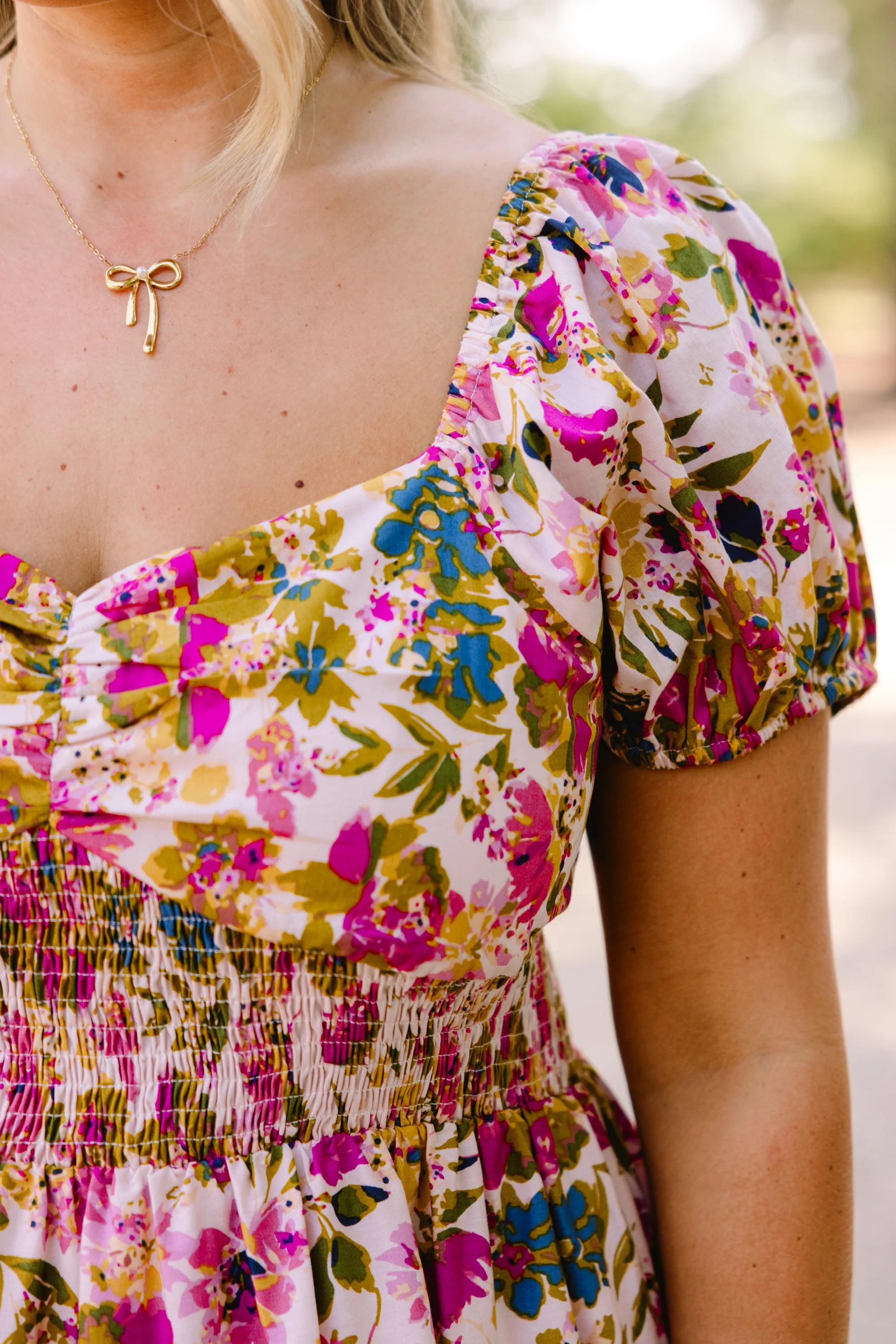 Brighter Perspective Dress, Tan Floral - Giverhouse