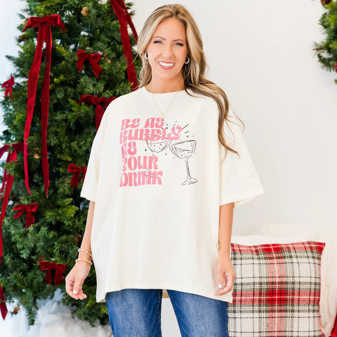 Be Bubbly Boyfriend Tee, Ivory - Giverhouse
