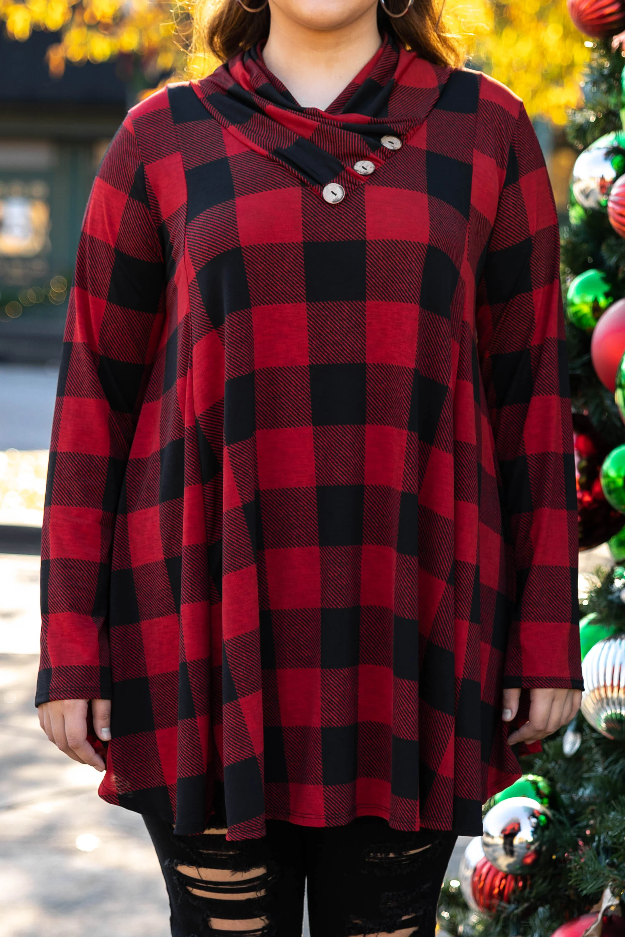 Montana Mountains Tunic, Black-Red - Giverhouse