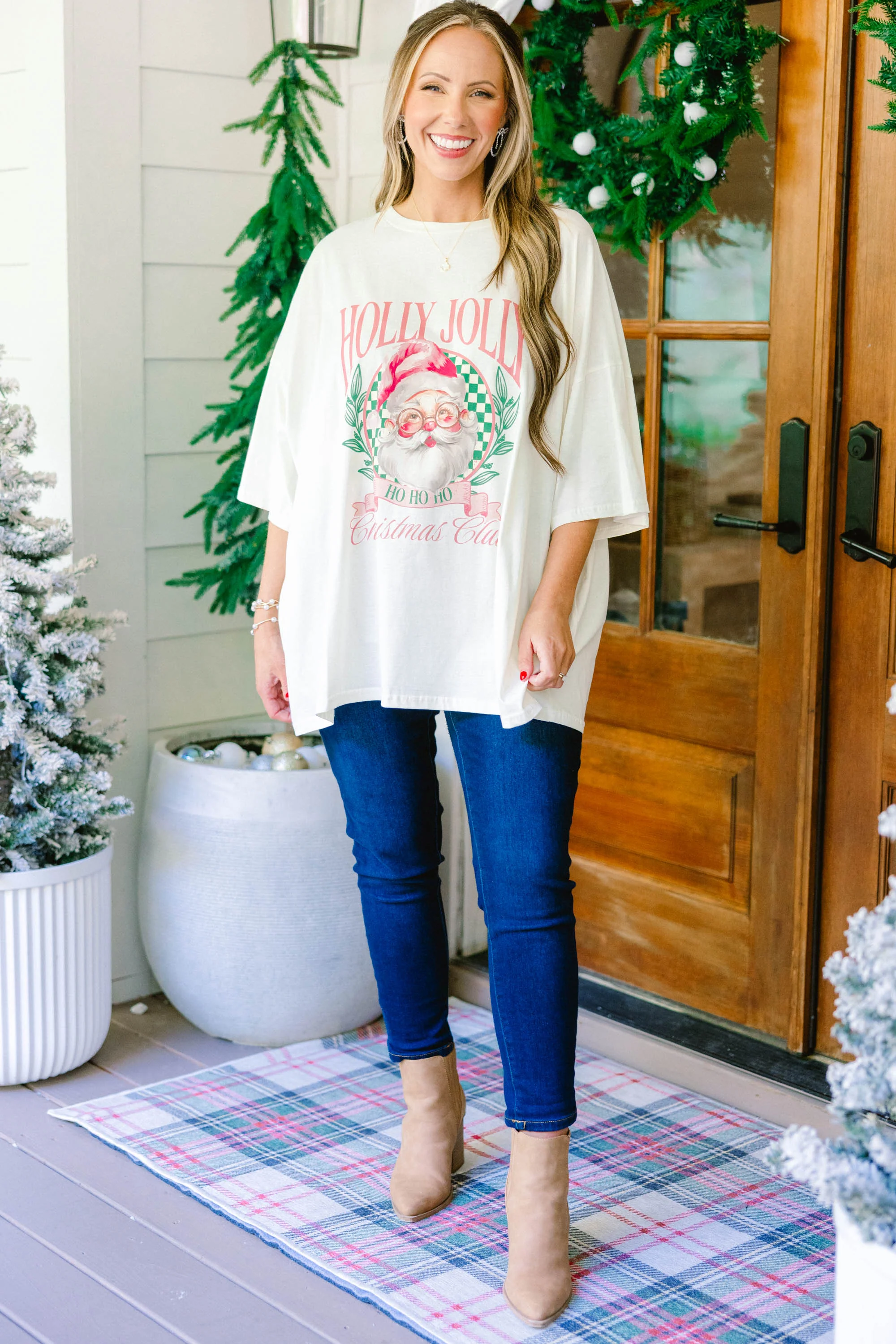 Christmas Club Boyfriend Tee, Ivory - Giverhouse
