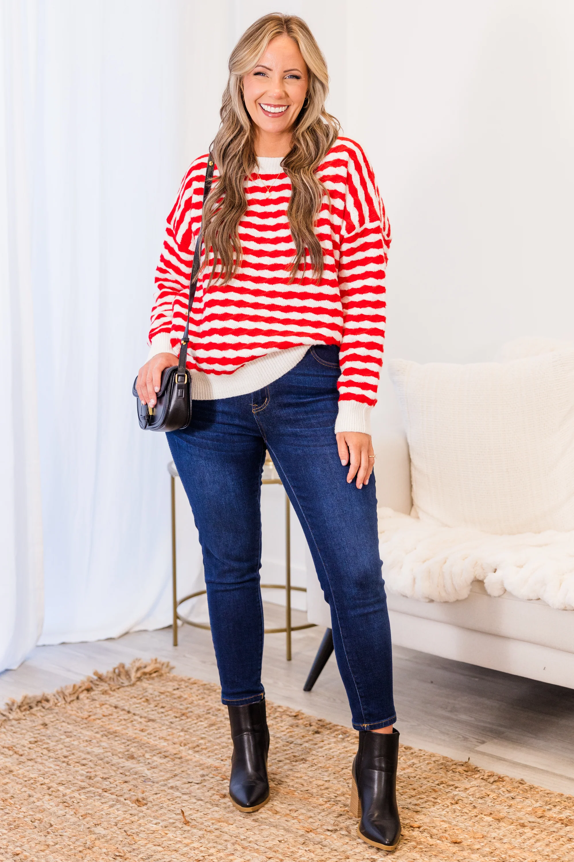 Peppermint Twist Sweater, Red-White - Giverhouse