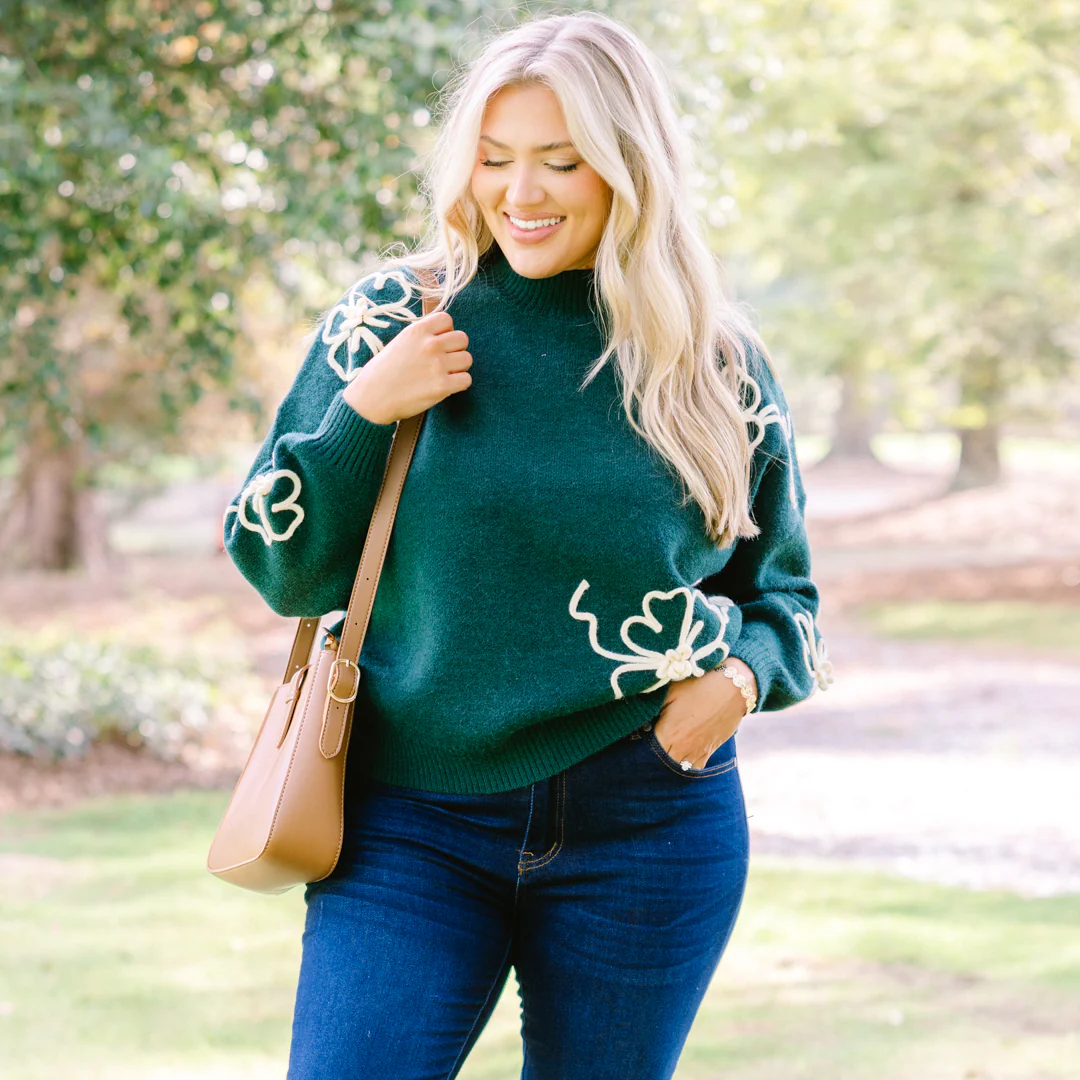 Flowering After Frost Sweater, Green - Giverhouse