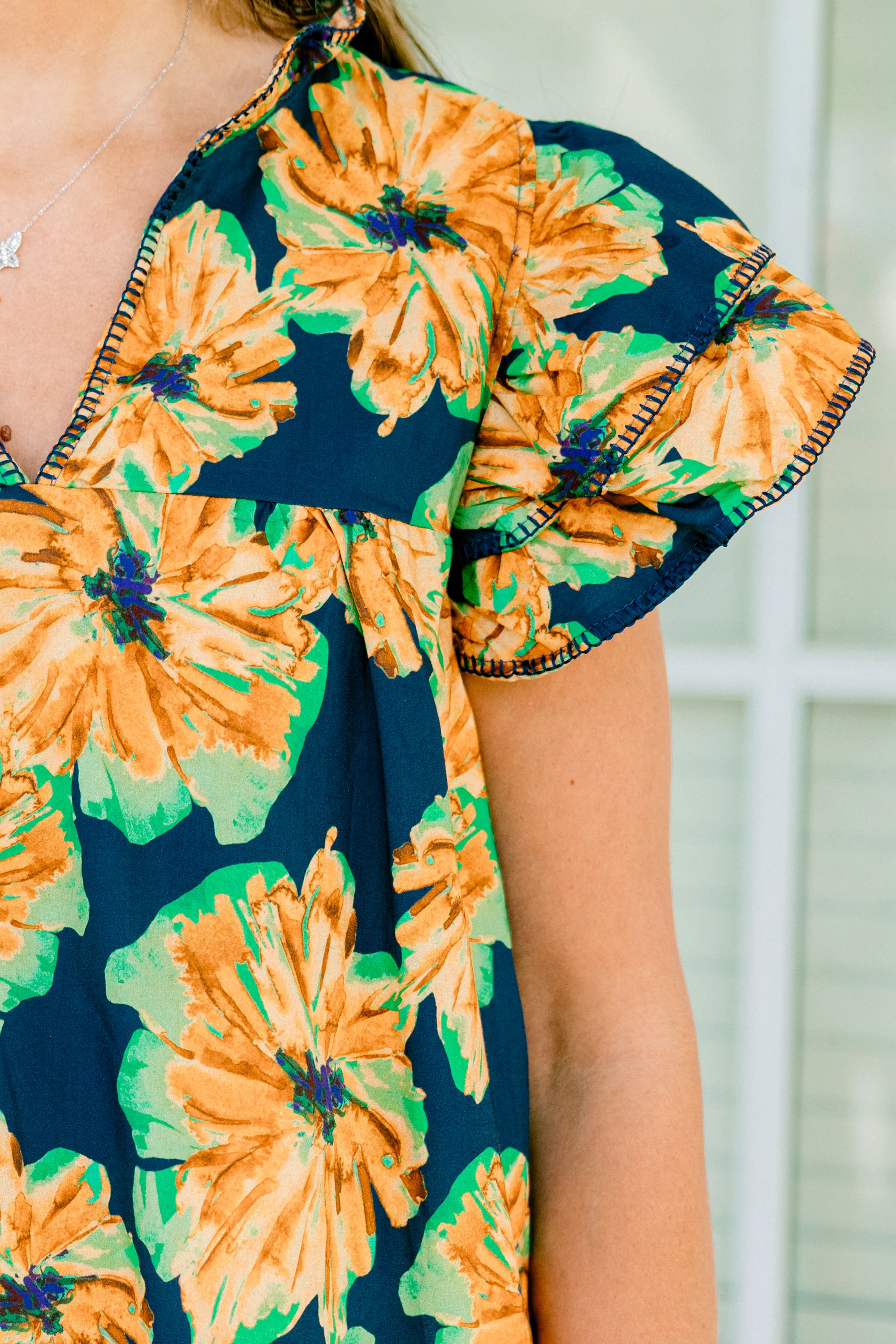 Let's Go On A Walk Top, Navy-Orange - Giverhouse