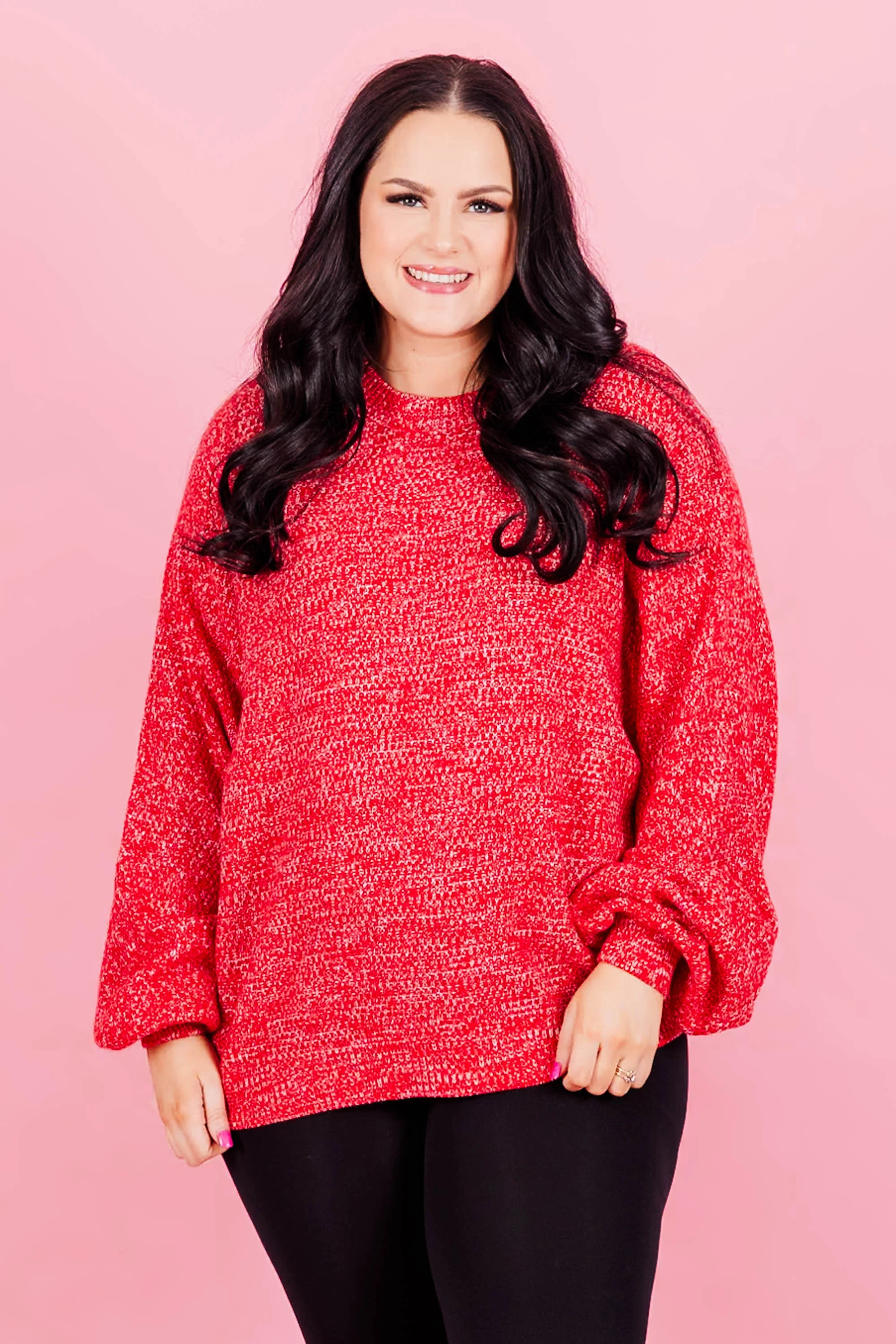 Cozy Bubble Sleeve Sweater, Ruby - Giverhouse