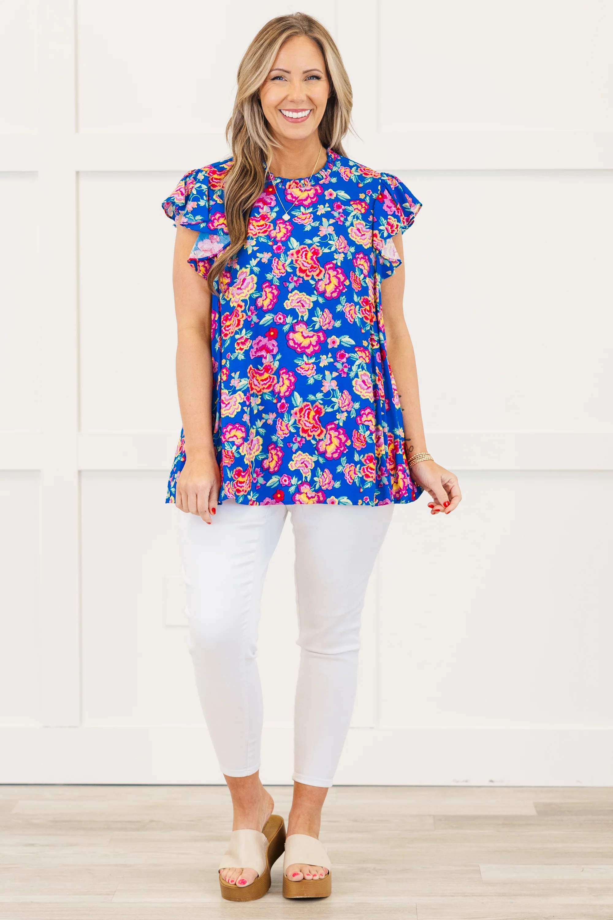 Bloom Boldly Top, Royal Blue - Giverhouse