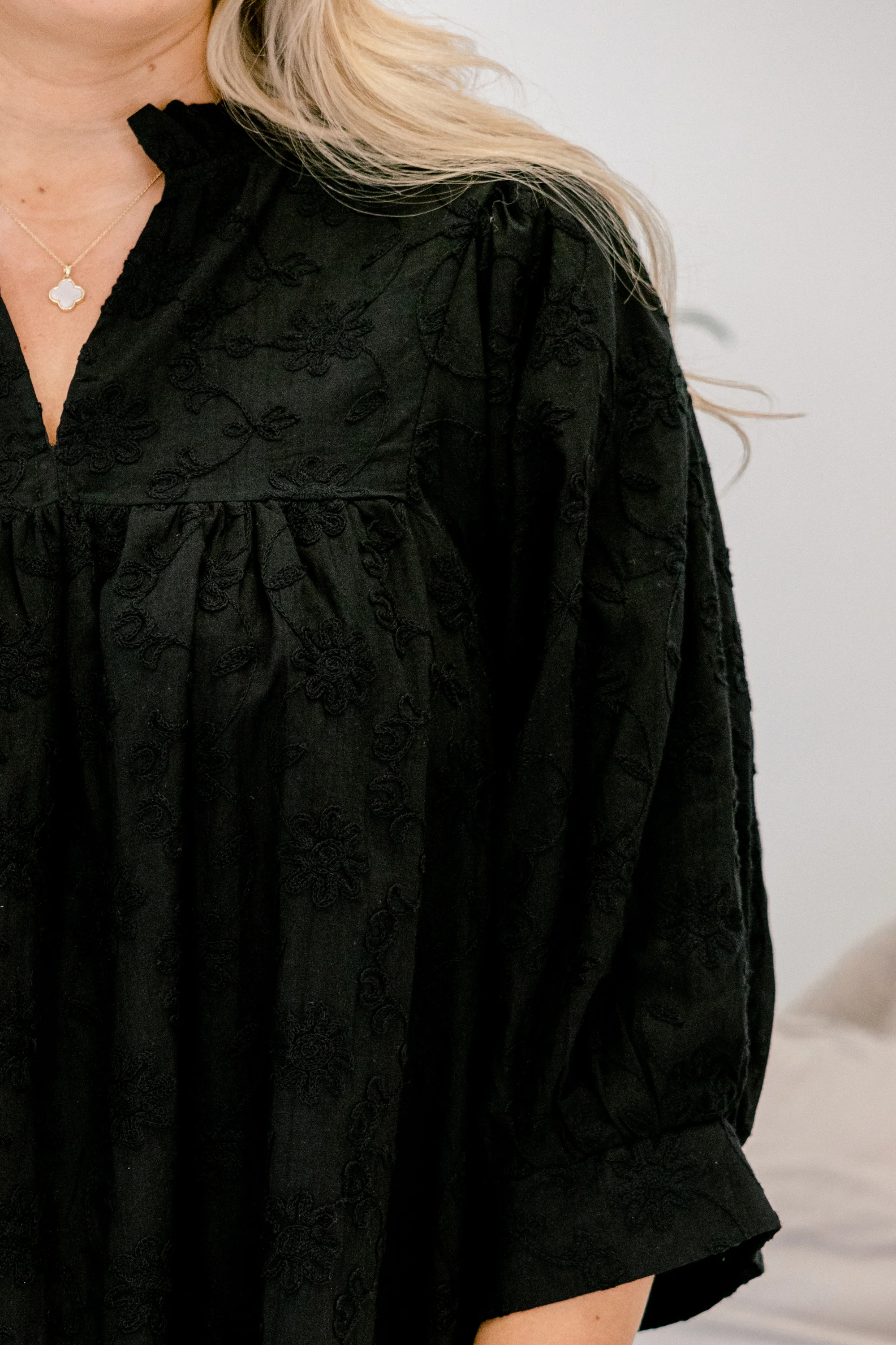 Can't Be Held Down Dress, Black Embroidery - Giverhouse