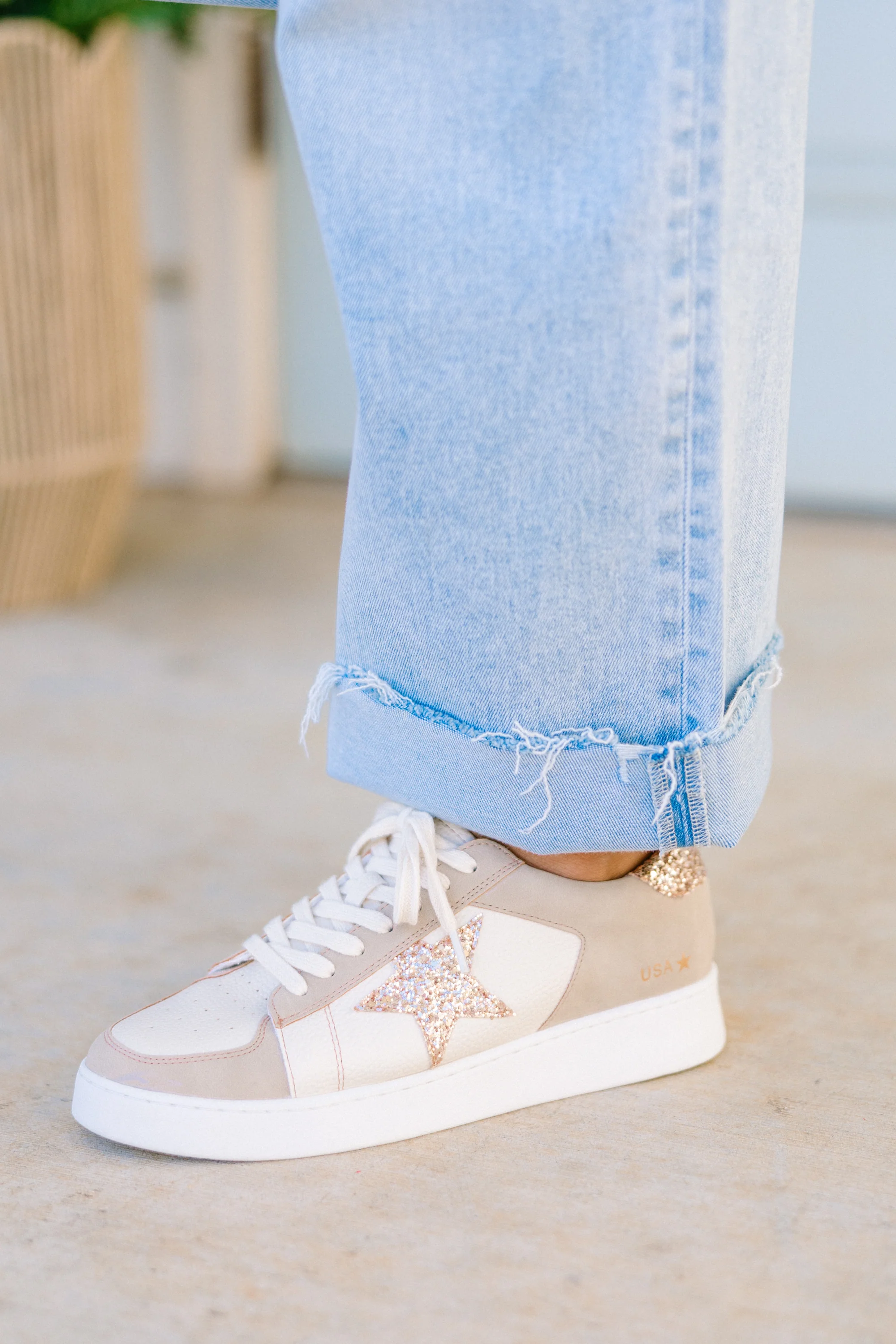 Take The Chance Sneakers, Gold - Giverhouse