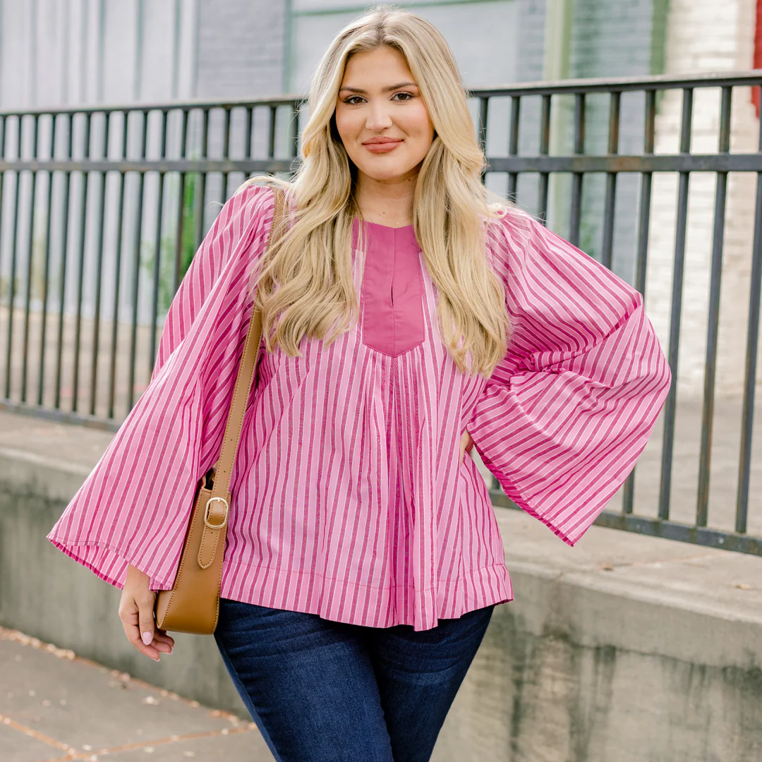 Free Like The Wind Top, Pink Stripe - Giverhouse