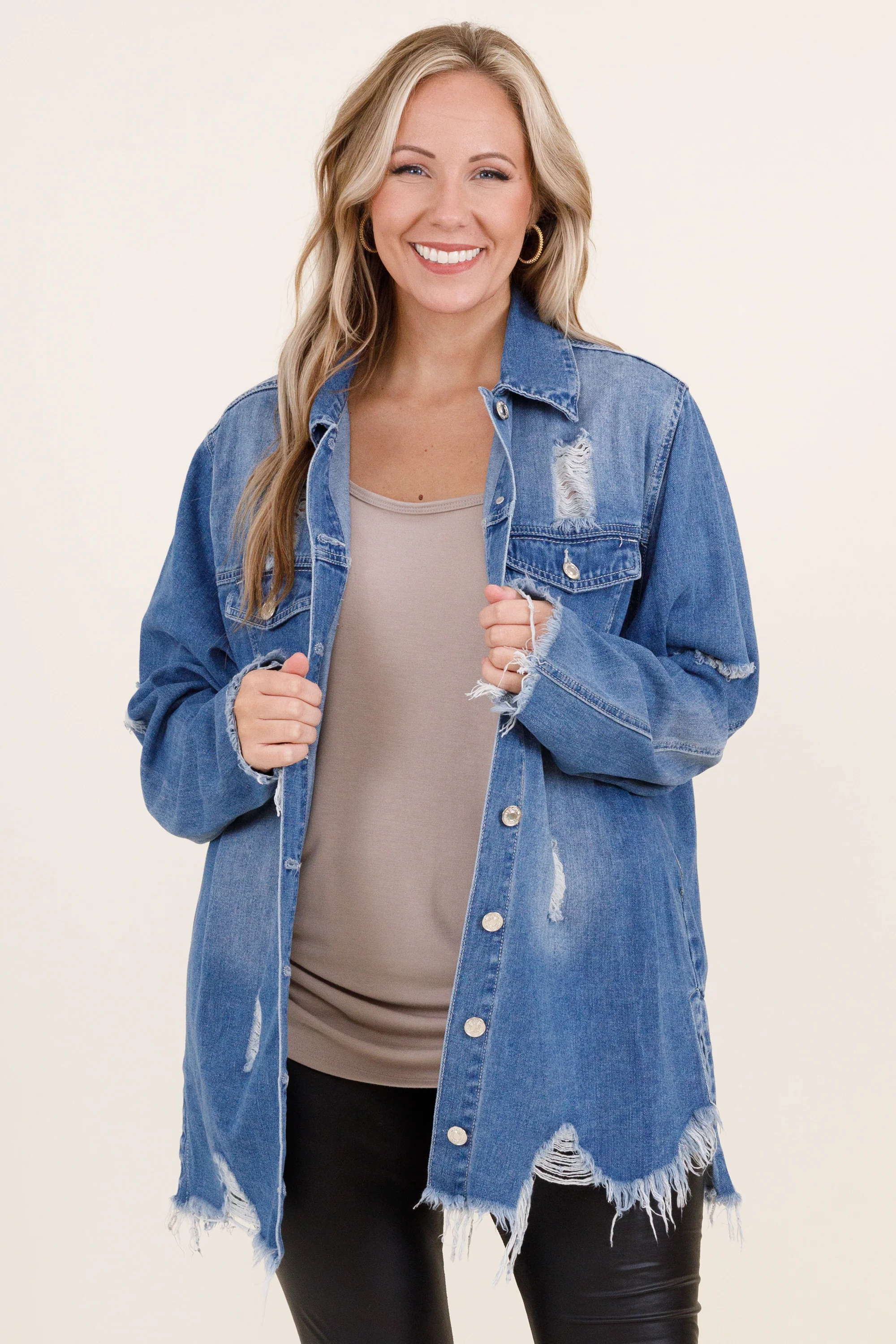 Hoping To Love You Jacket, Medium Wash - Giverhouse