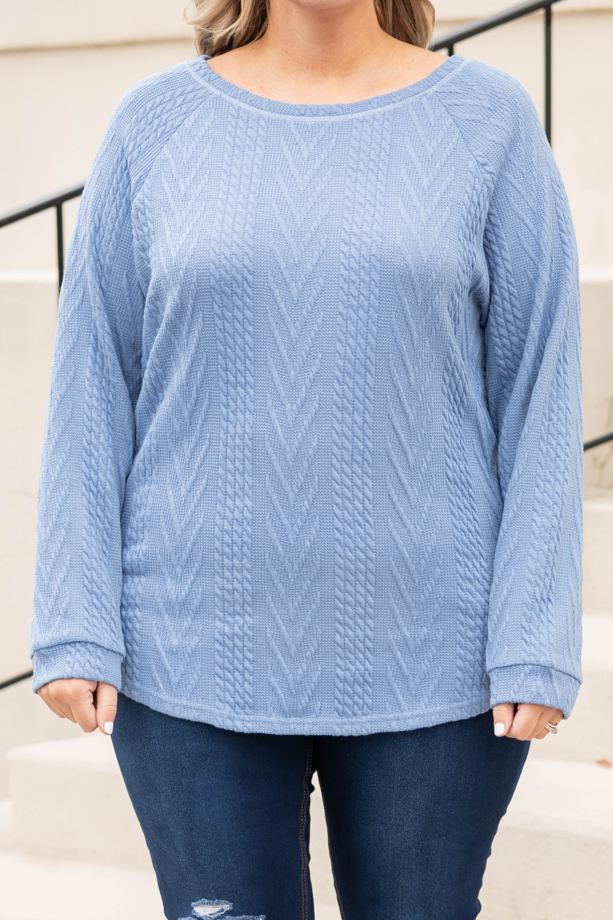 Slouchy Cableknit, Spring Blue - Giverhouse