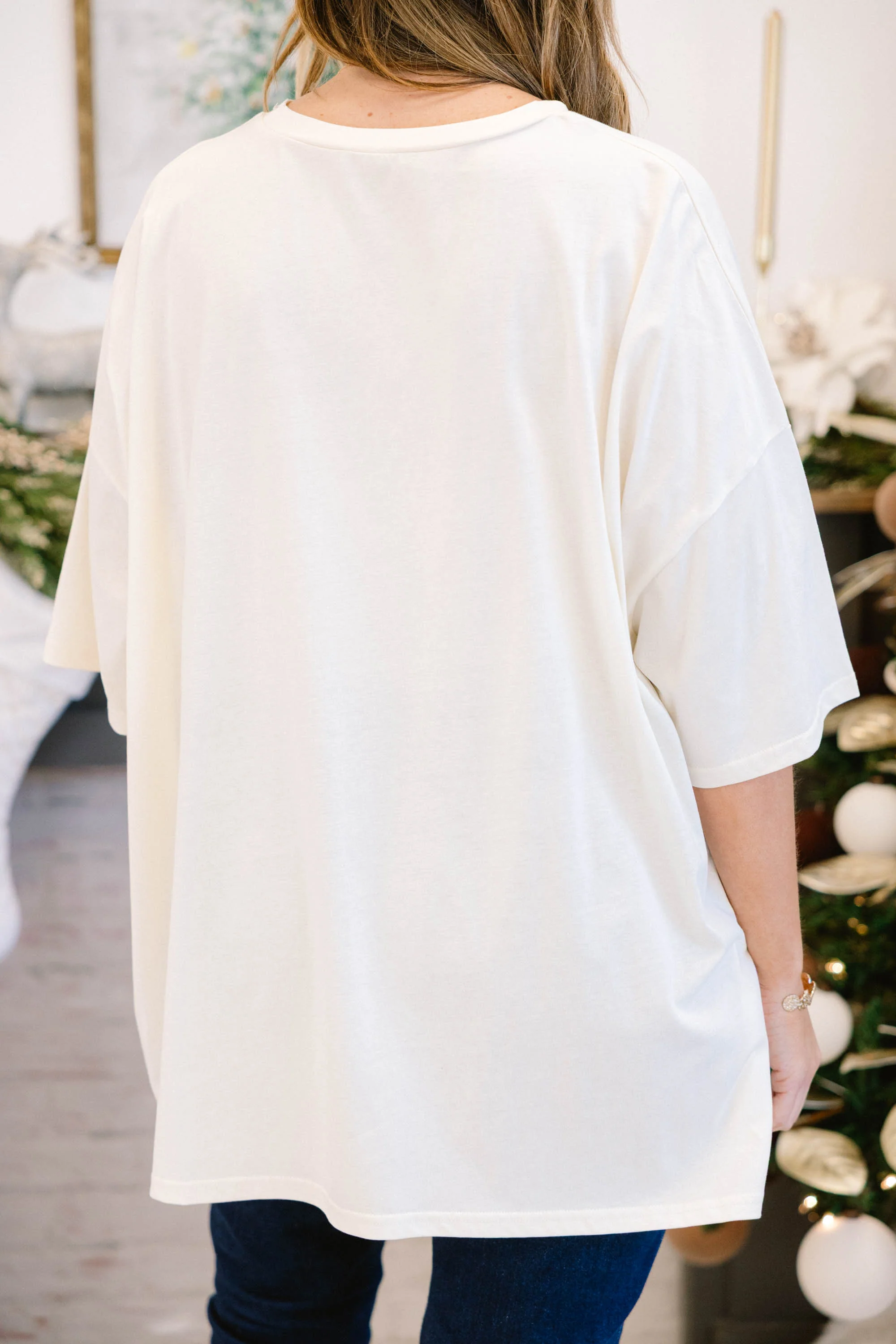 Cowboy Christmas Boyfriend Tee, Ivory - Giverhouse