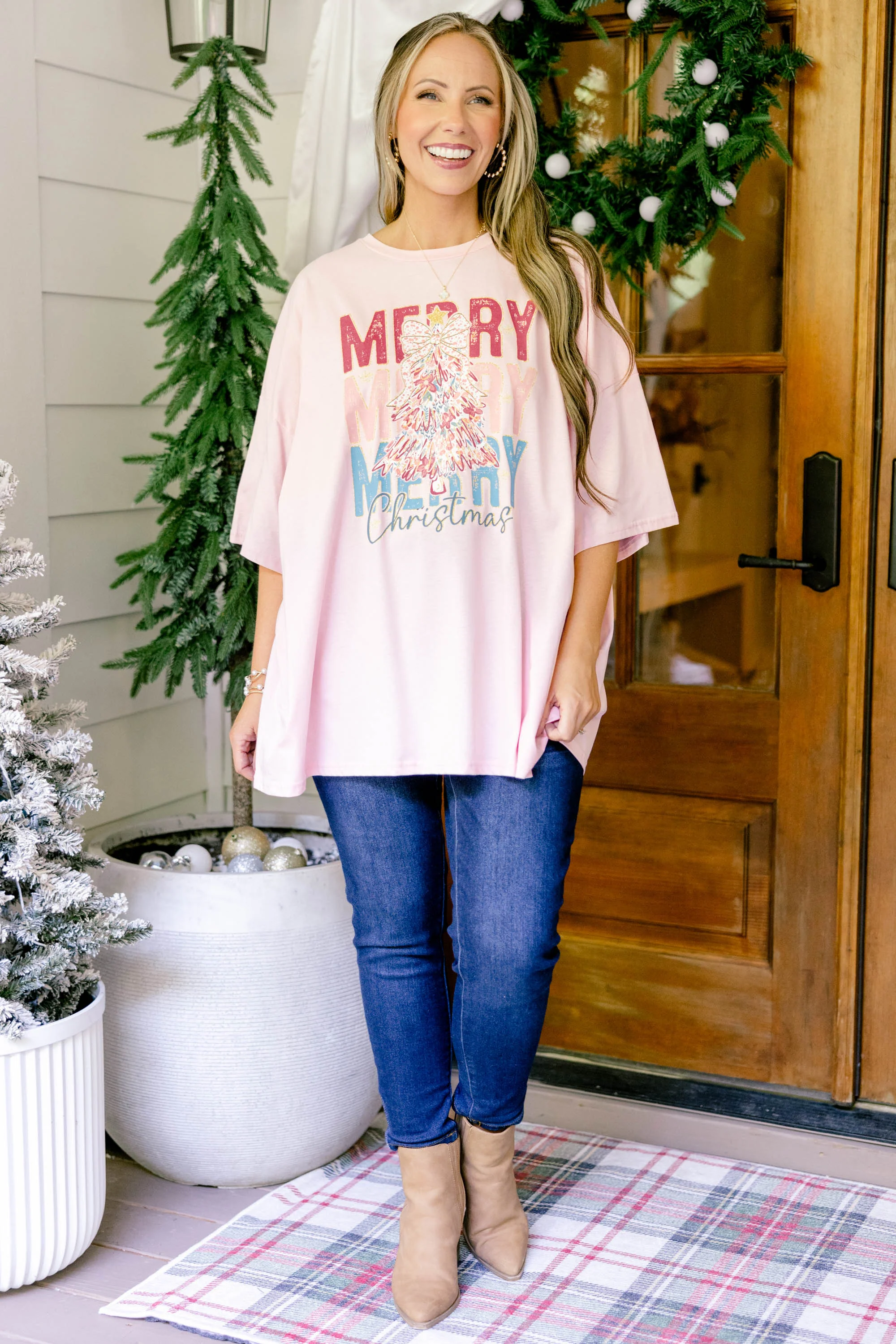 Tons of Merry Boyfriend Tee, Dusty Pink - Giverhouse