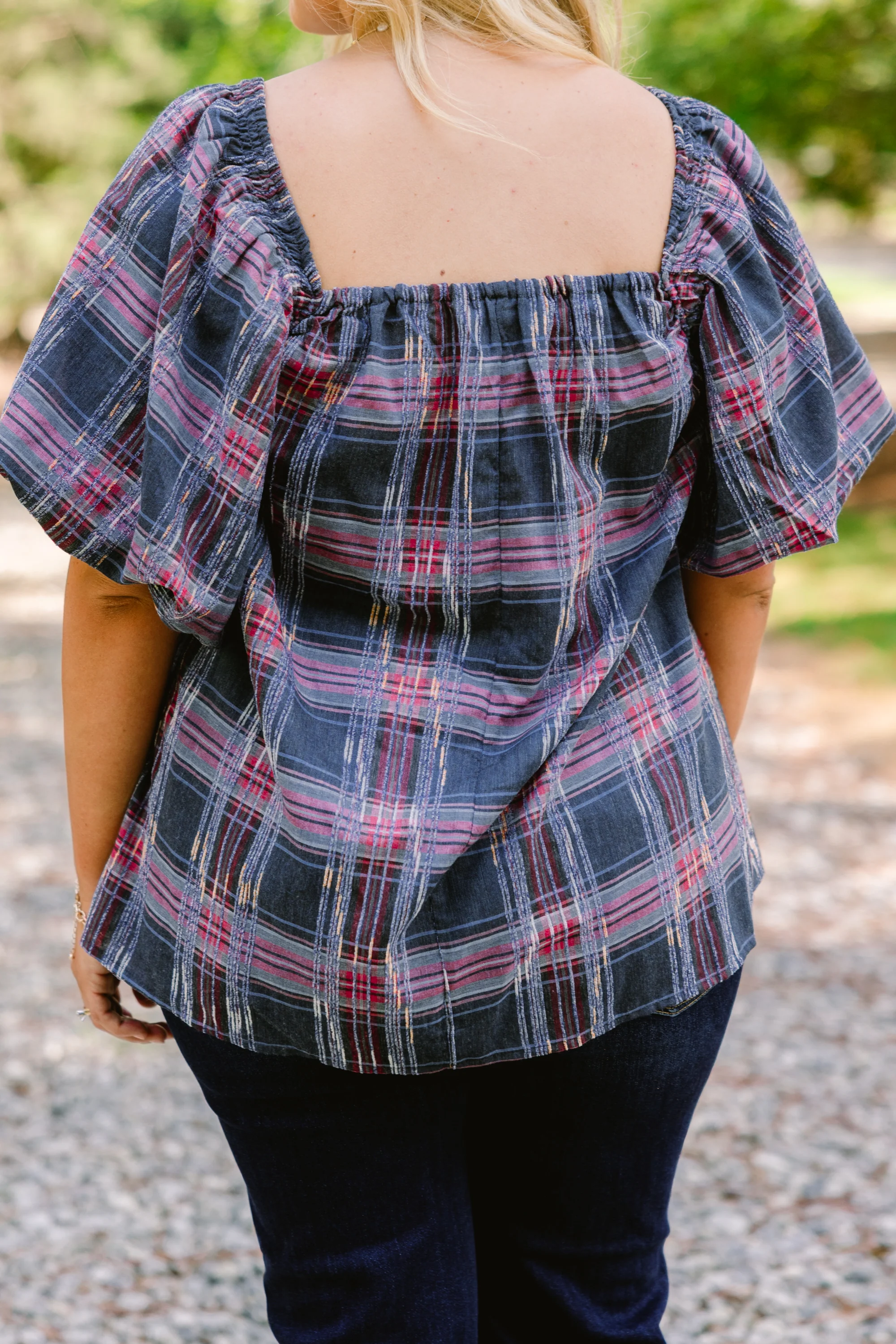 Cozy Love Top, Gray-Pink Plaid - Giverhouse