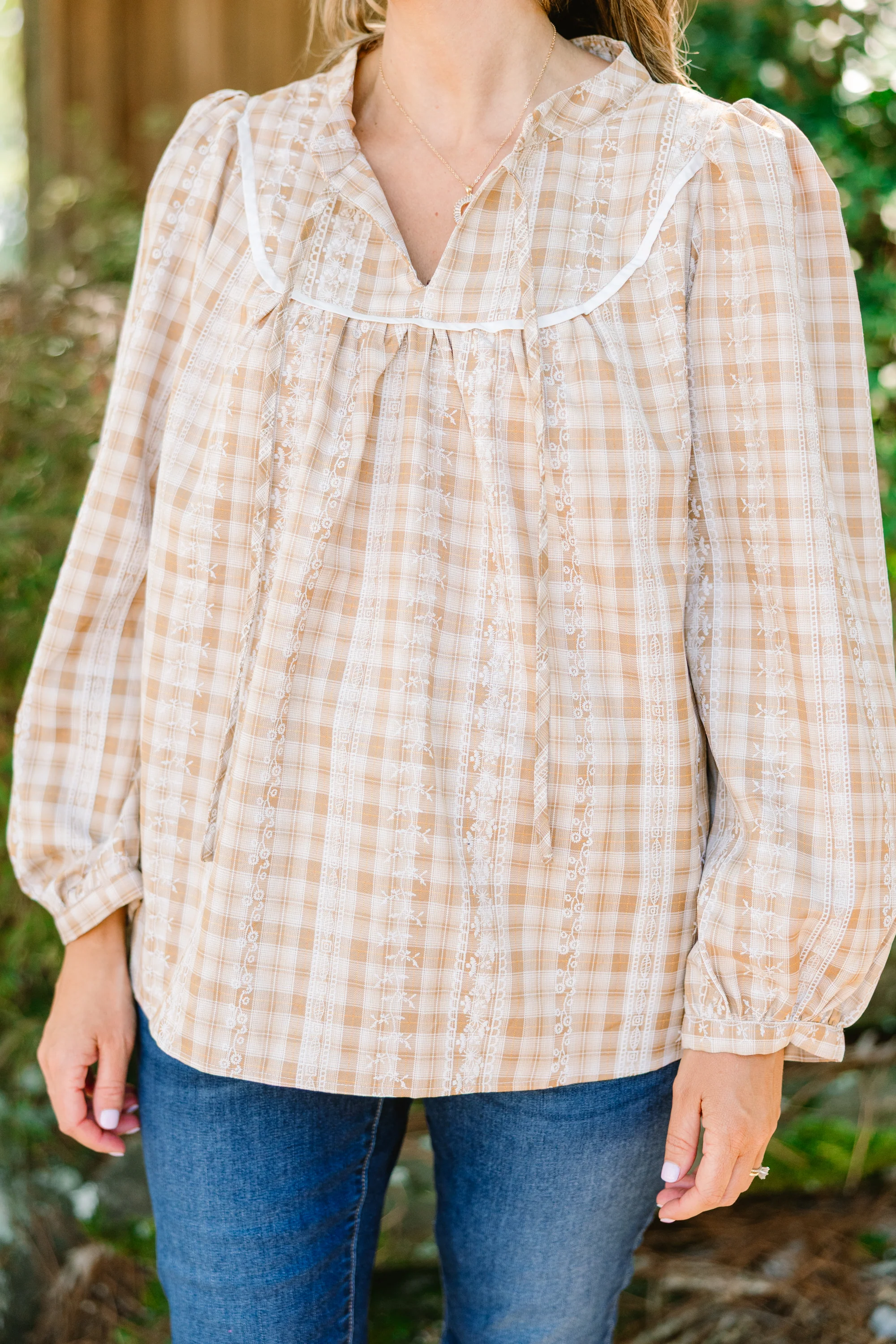 Miss My Love Top, Brown Gingham - Giverhouse