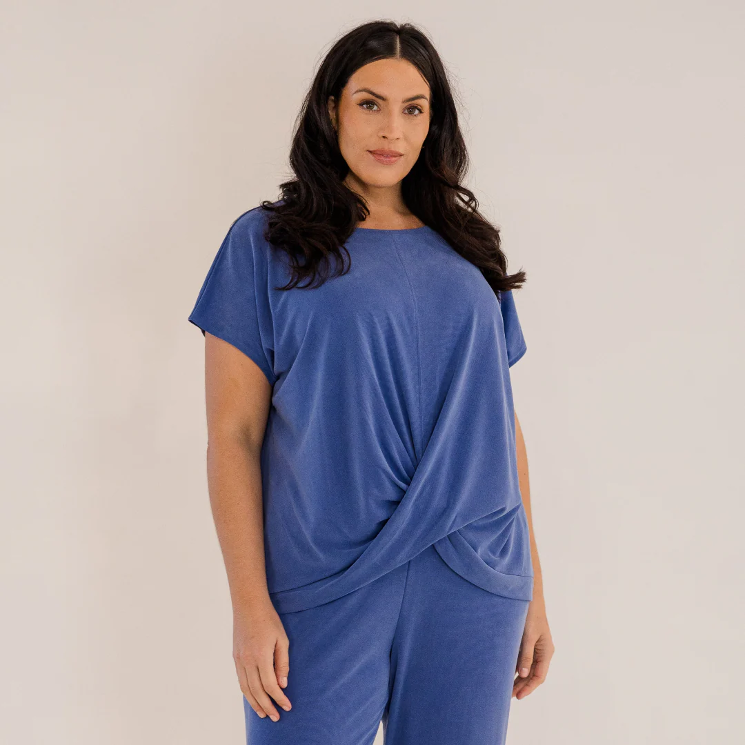 Sue	Drape Front Top, Ombre Blue - Giverhouse