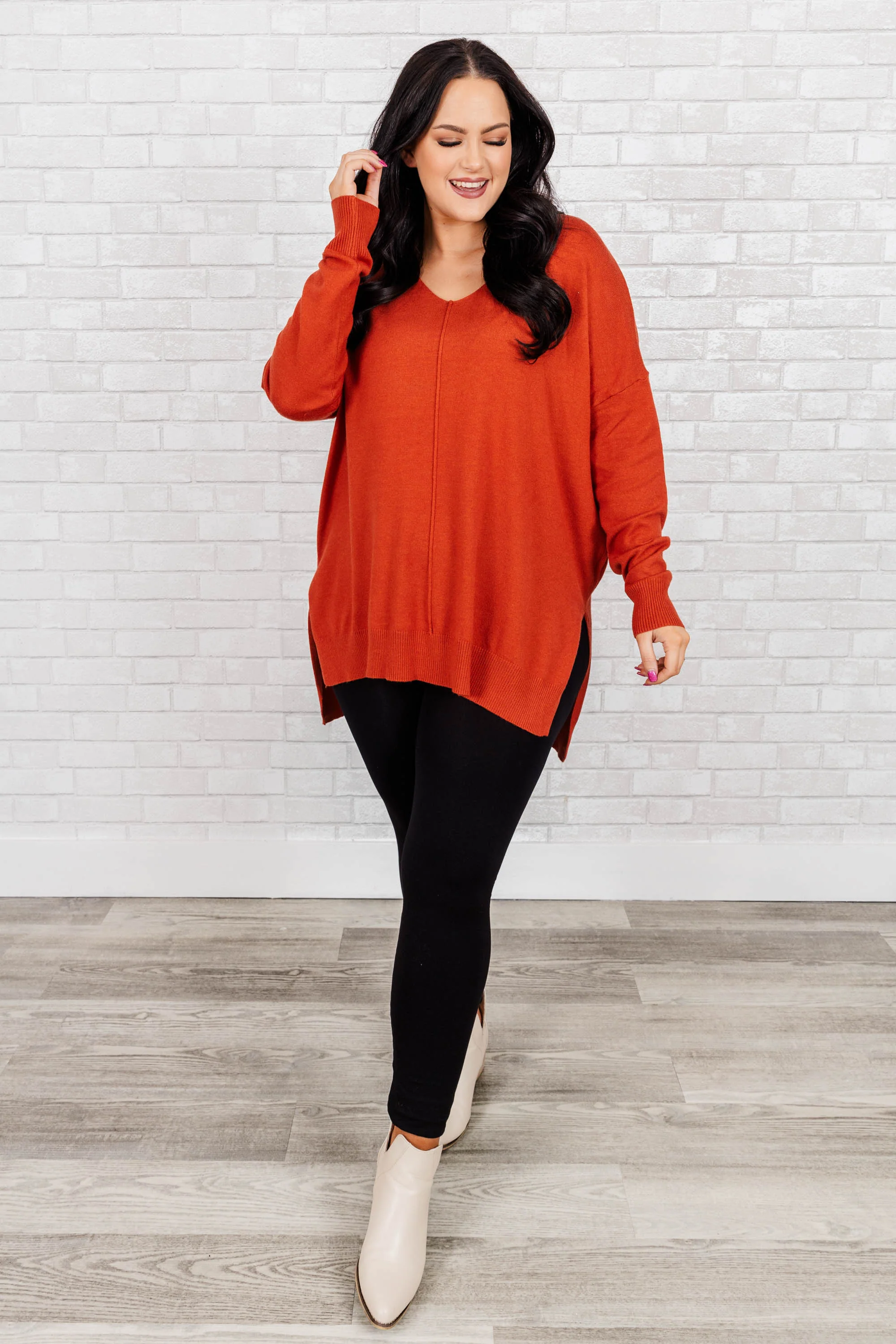 Miss Who I Was Sweater, Copper - Giverhouse