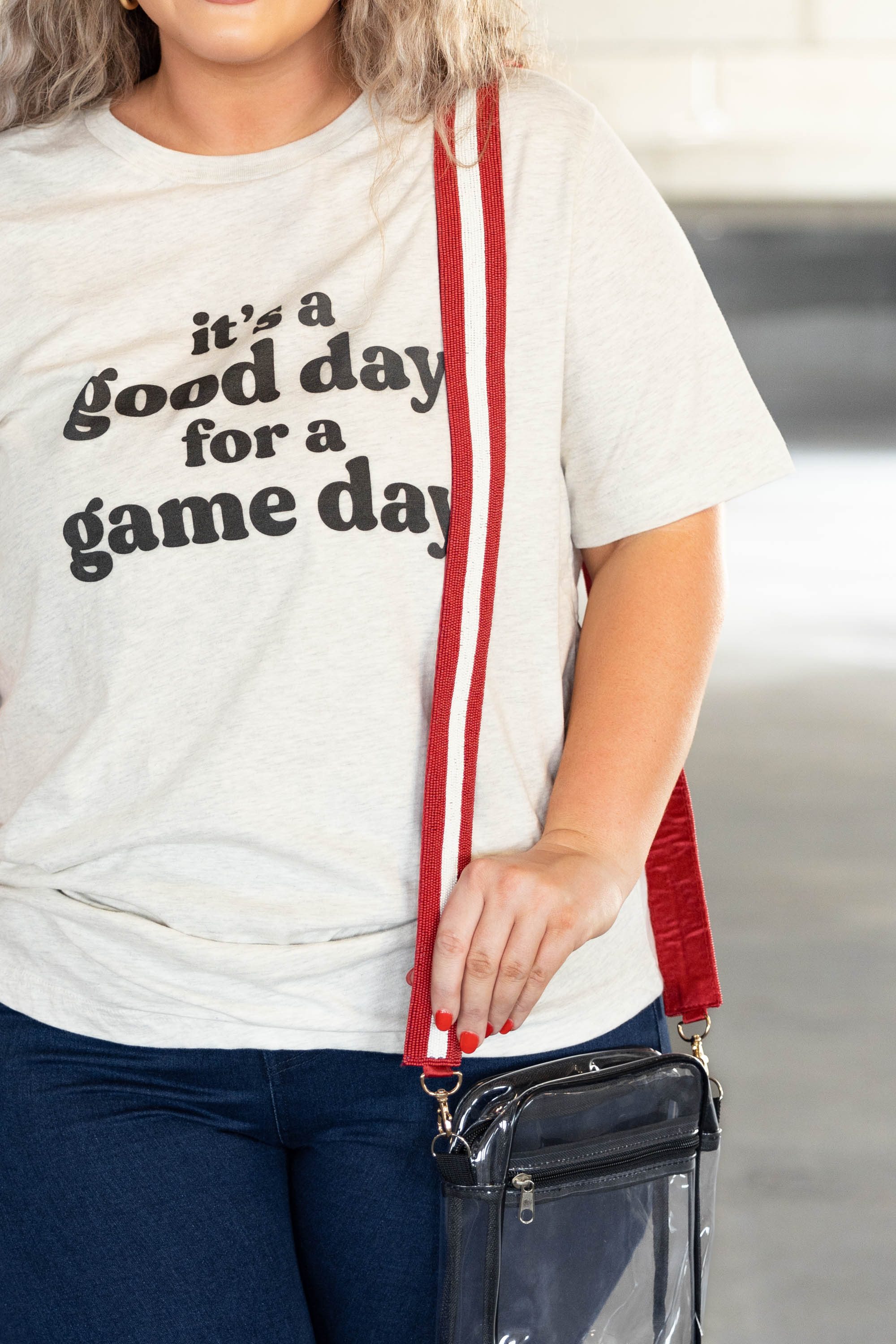 One Team One Dream Beaded Purse Strap, Red White - Giverhouse