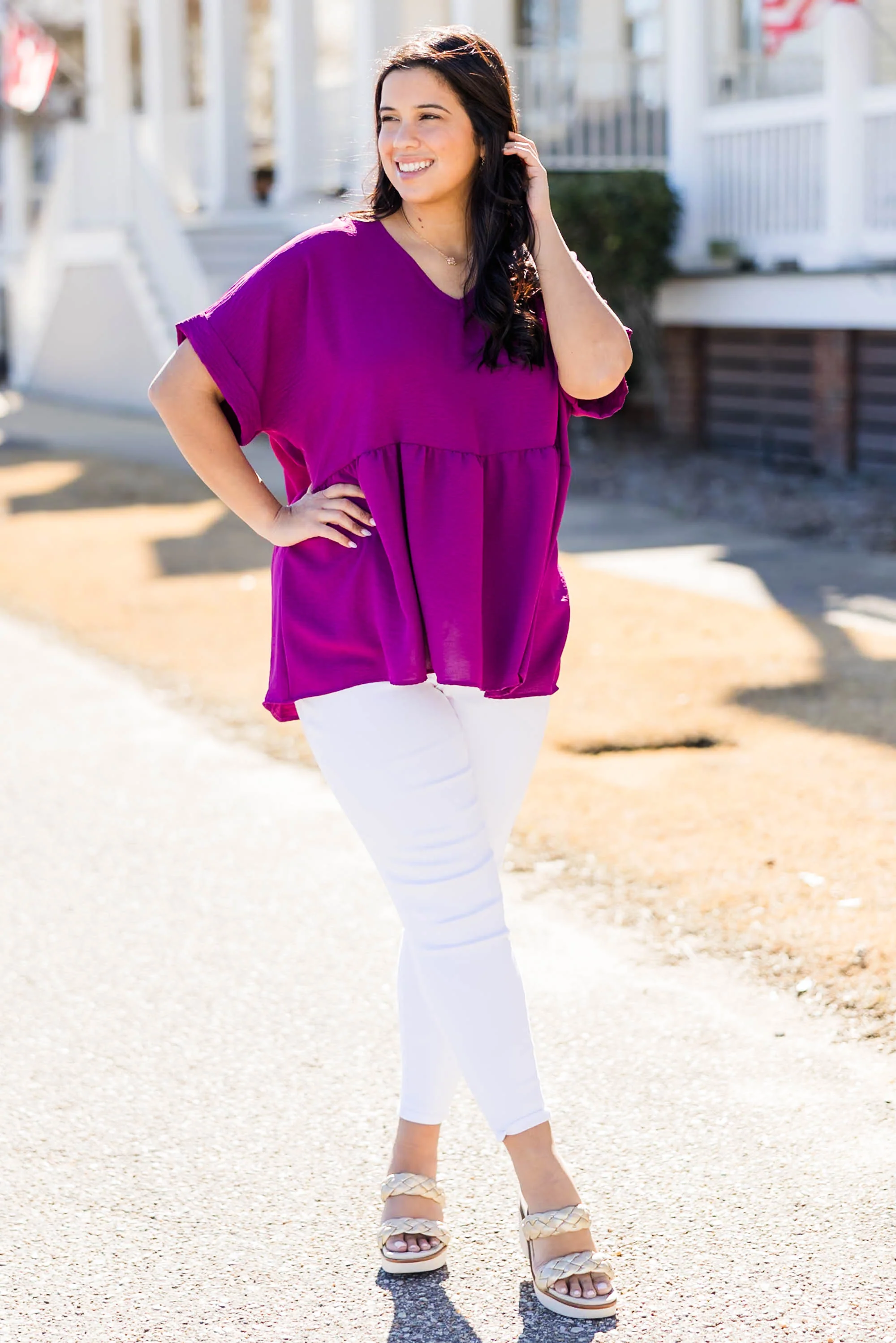 Wide Eyed Gaze Top, Eggplant - Giverhouse