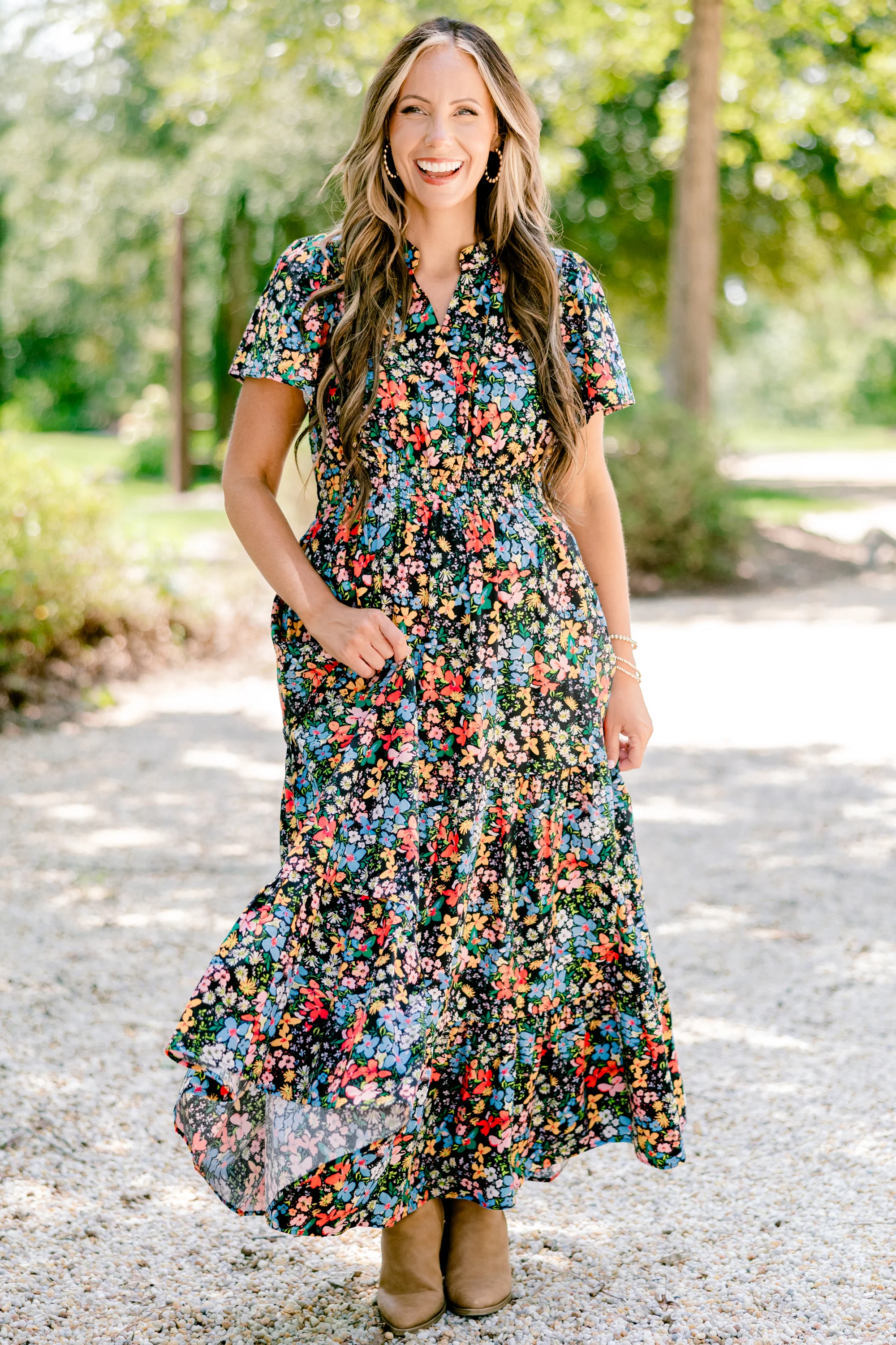 Endless Time Maxi Dress, Black Floral - Giverhouse