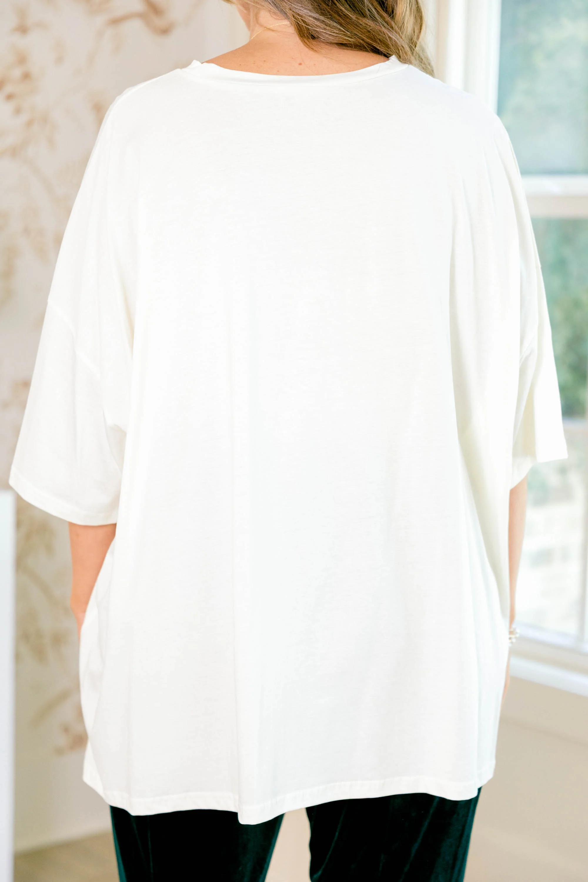 Holly Jolly Trees Boyfriend Tee, Ivory - Giverhouse