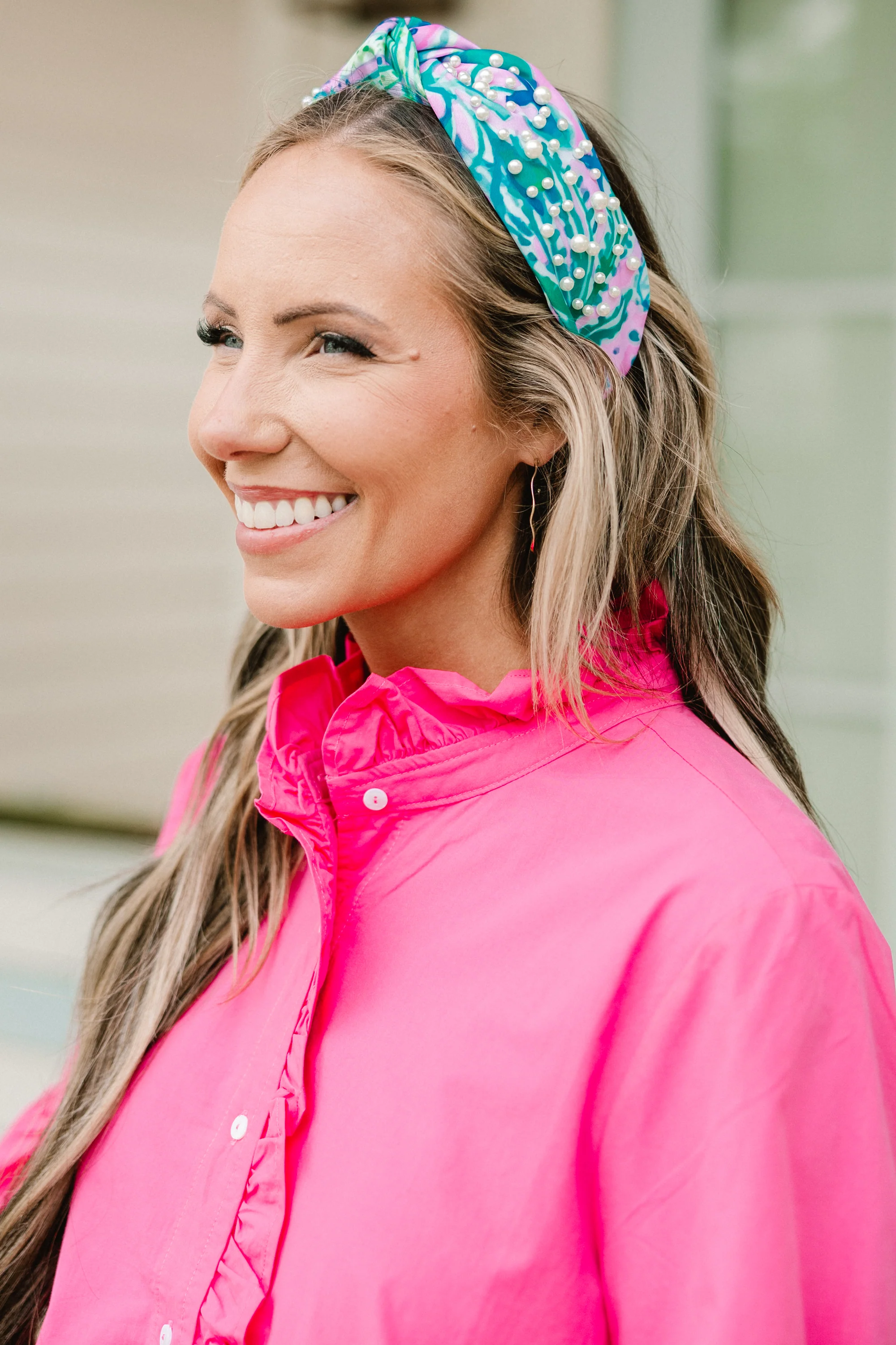 Brighter Days Are Comin' Headband, Pink-Teal - Giverhouse