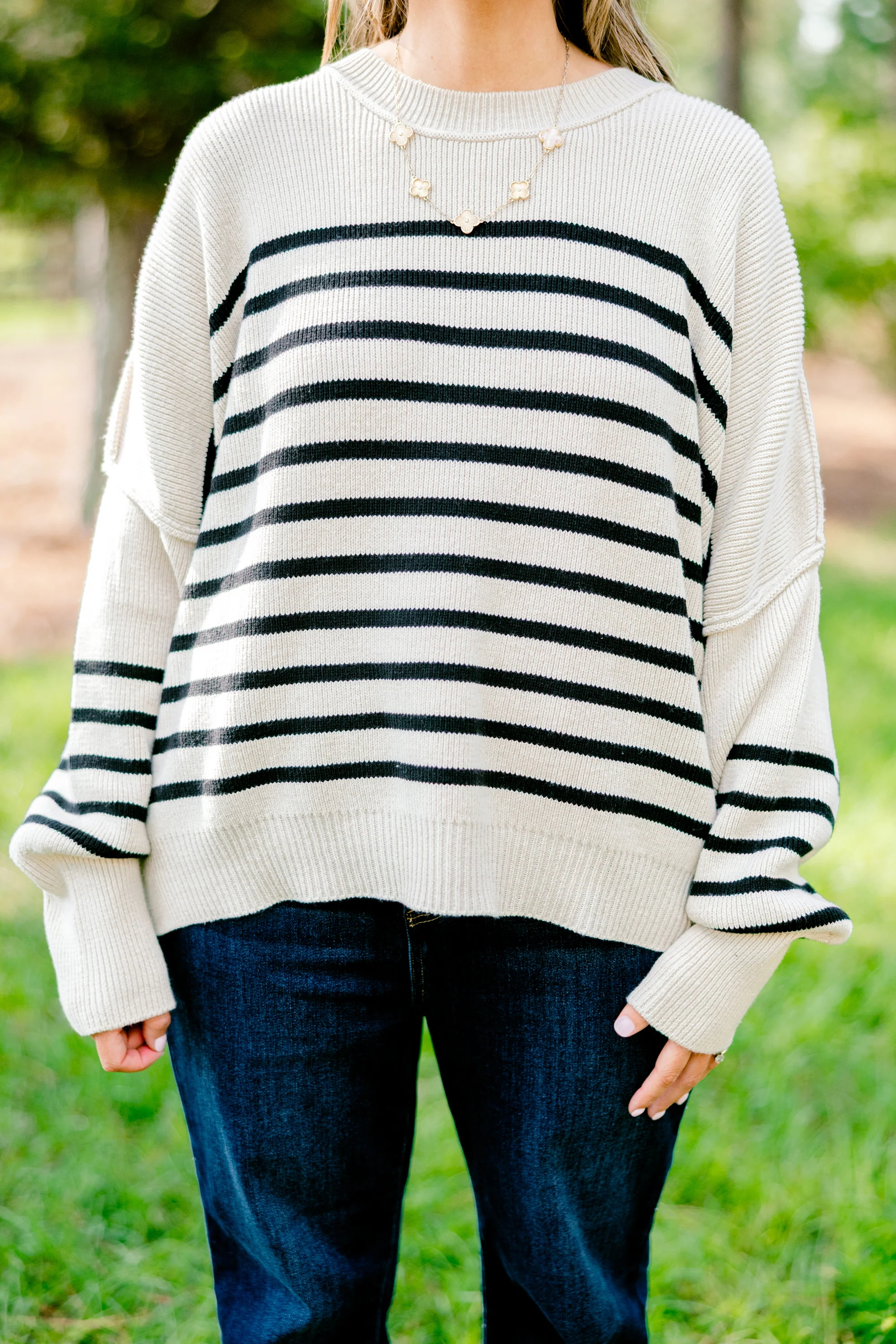 Magically Perfect Sweater, Almond Stripe - Giverhouse