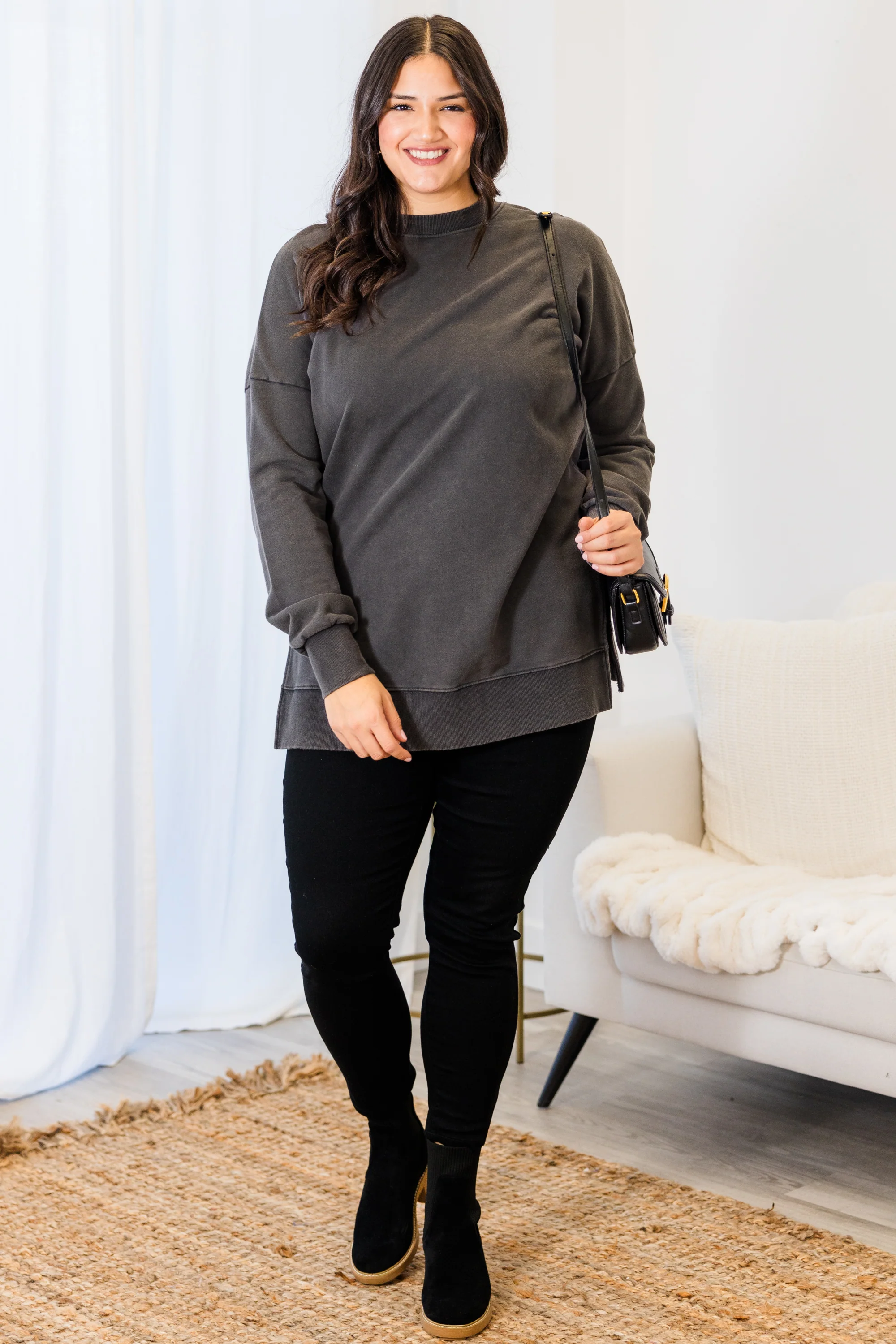 Girl I've Always Been Top, Black Acid Wash - Giverhouse