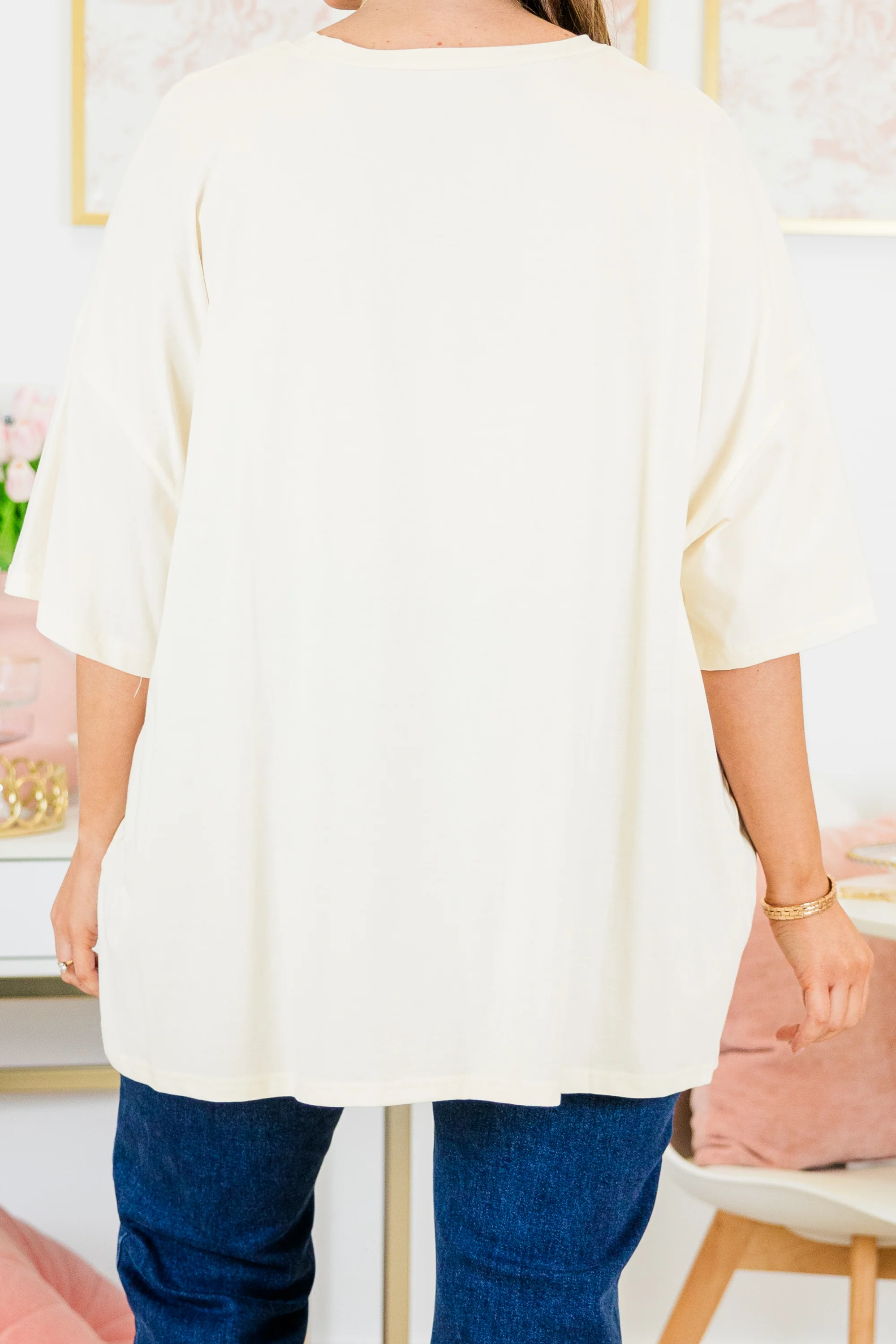 Mixed Bows Boyfriend Tee, Ivory - Giverhouse