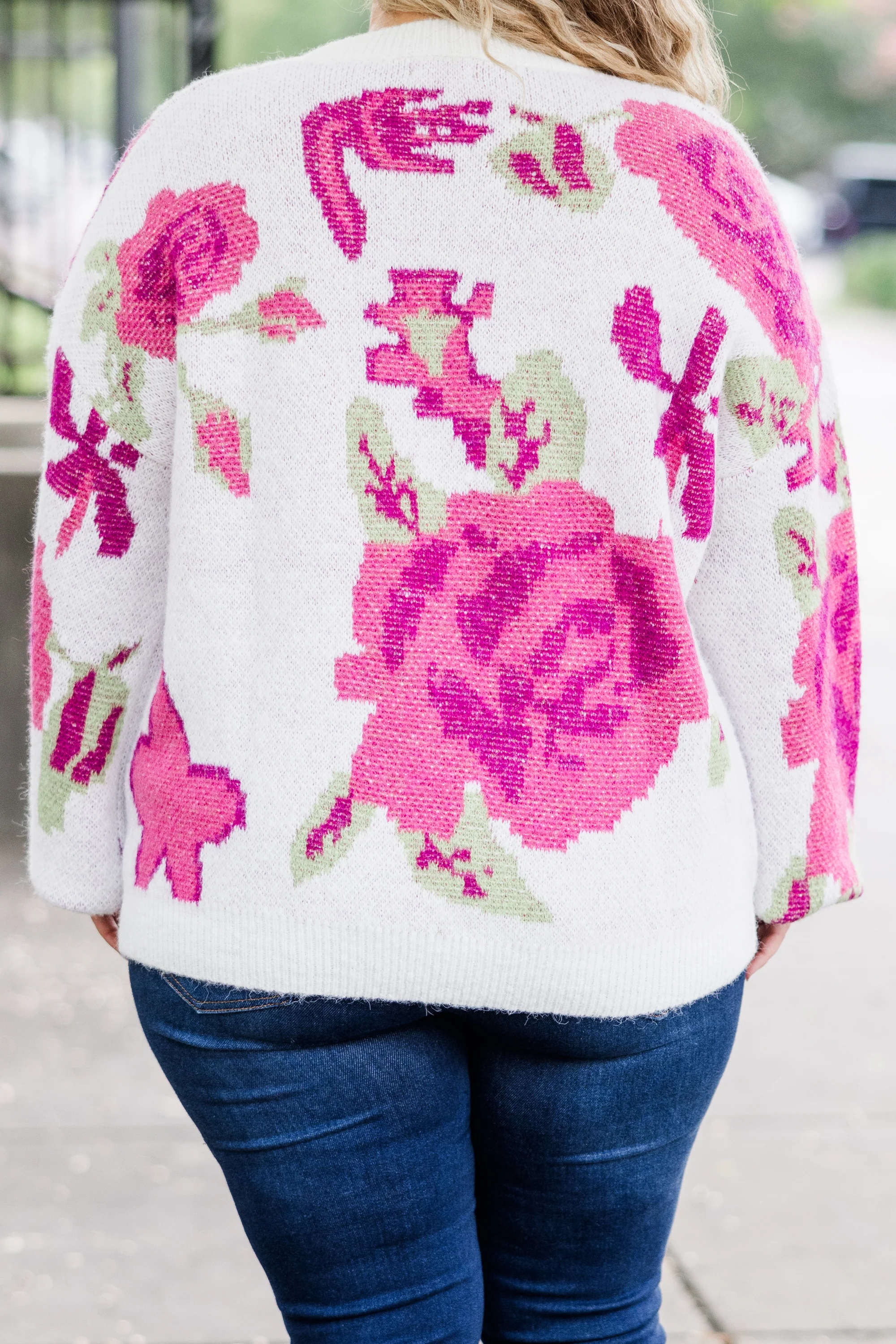 Cherry Blossoms Kisses Sweater, White - Giverhouse
