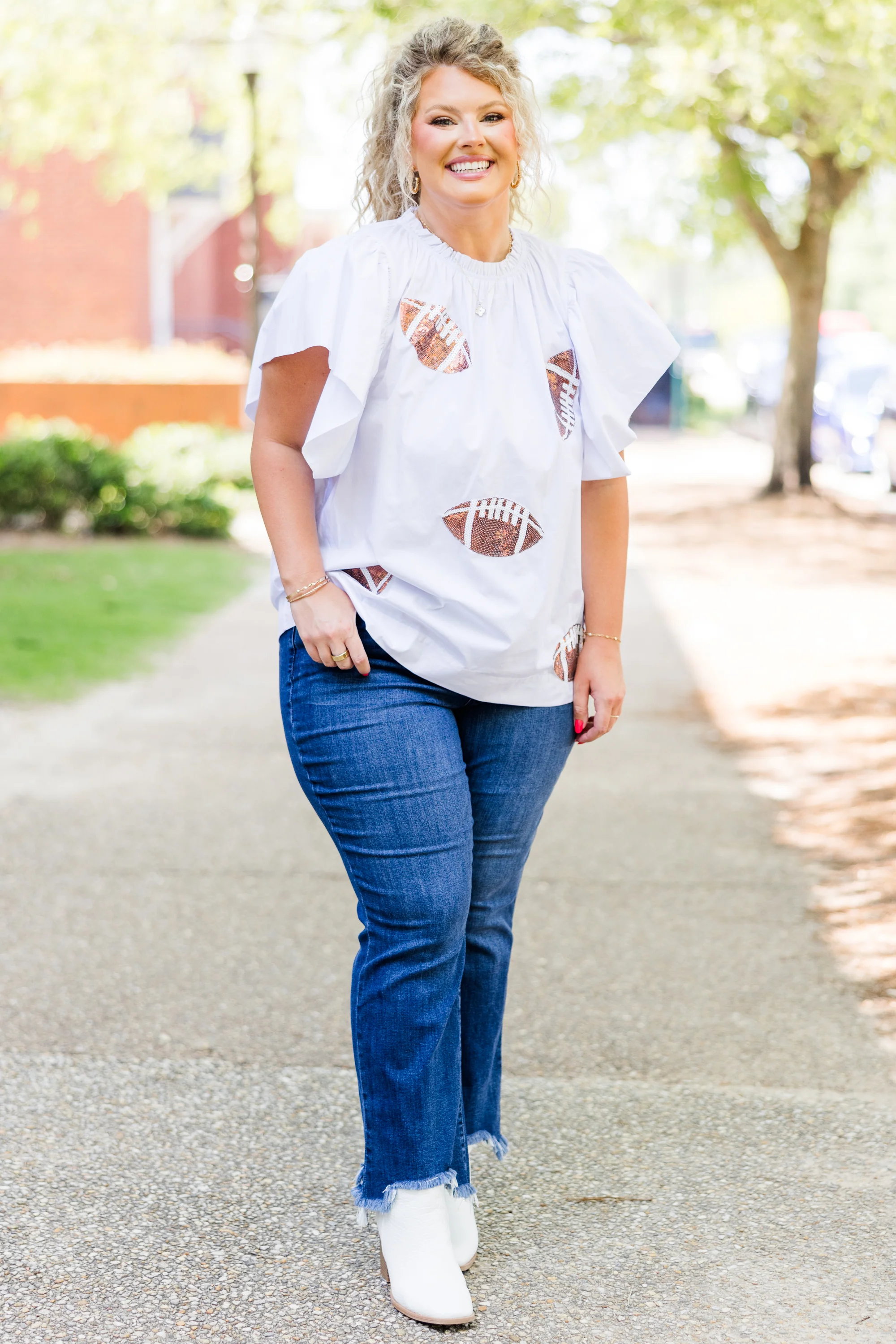 Here For Halftime Top, White - Giverhouse