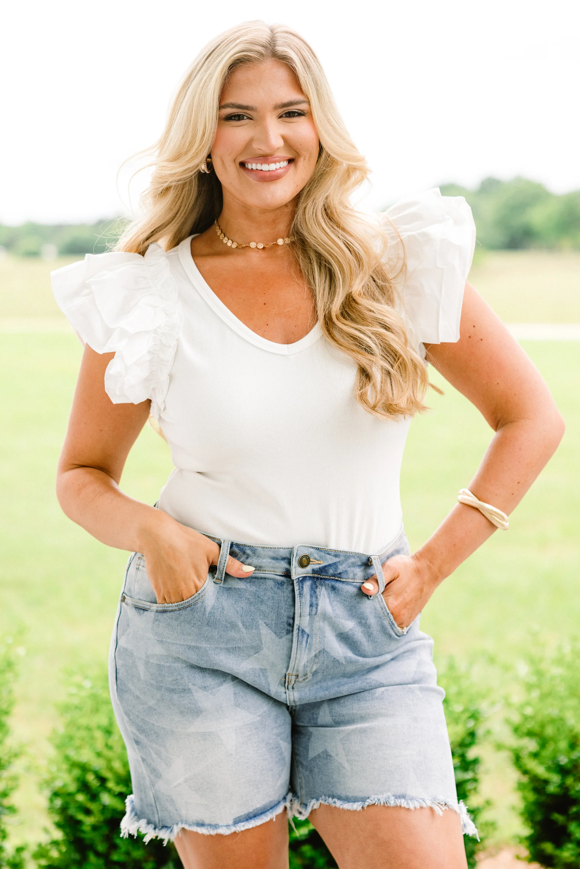 Starstruck By You Shorts, Medium Wash - Giverhouse