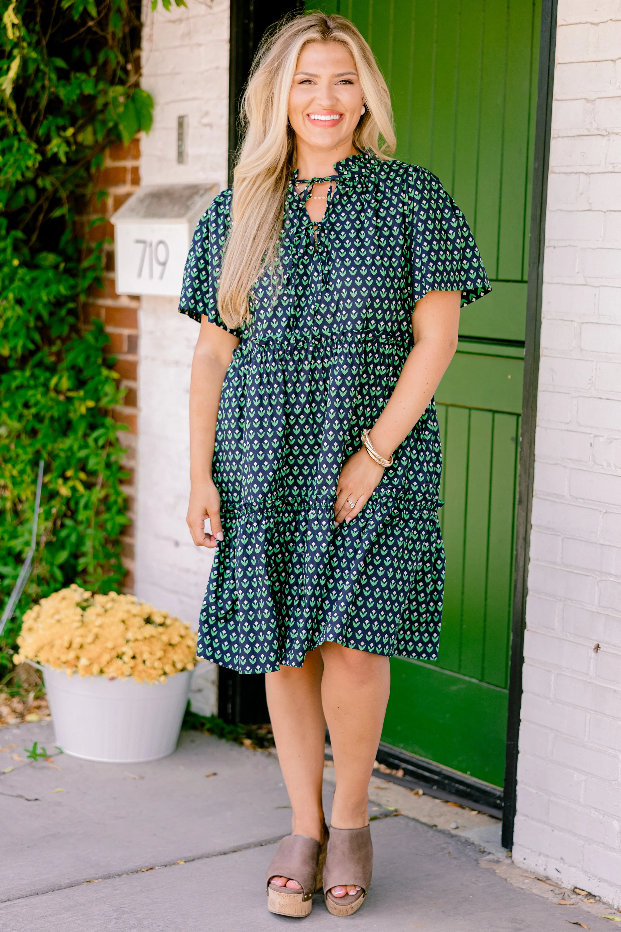 Distant Moon Dress, Navy Floral - Giverhouse
