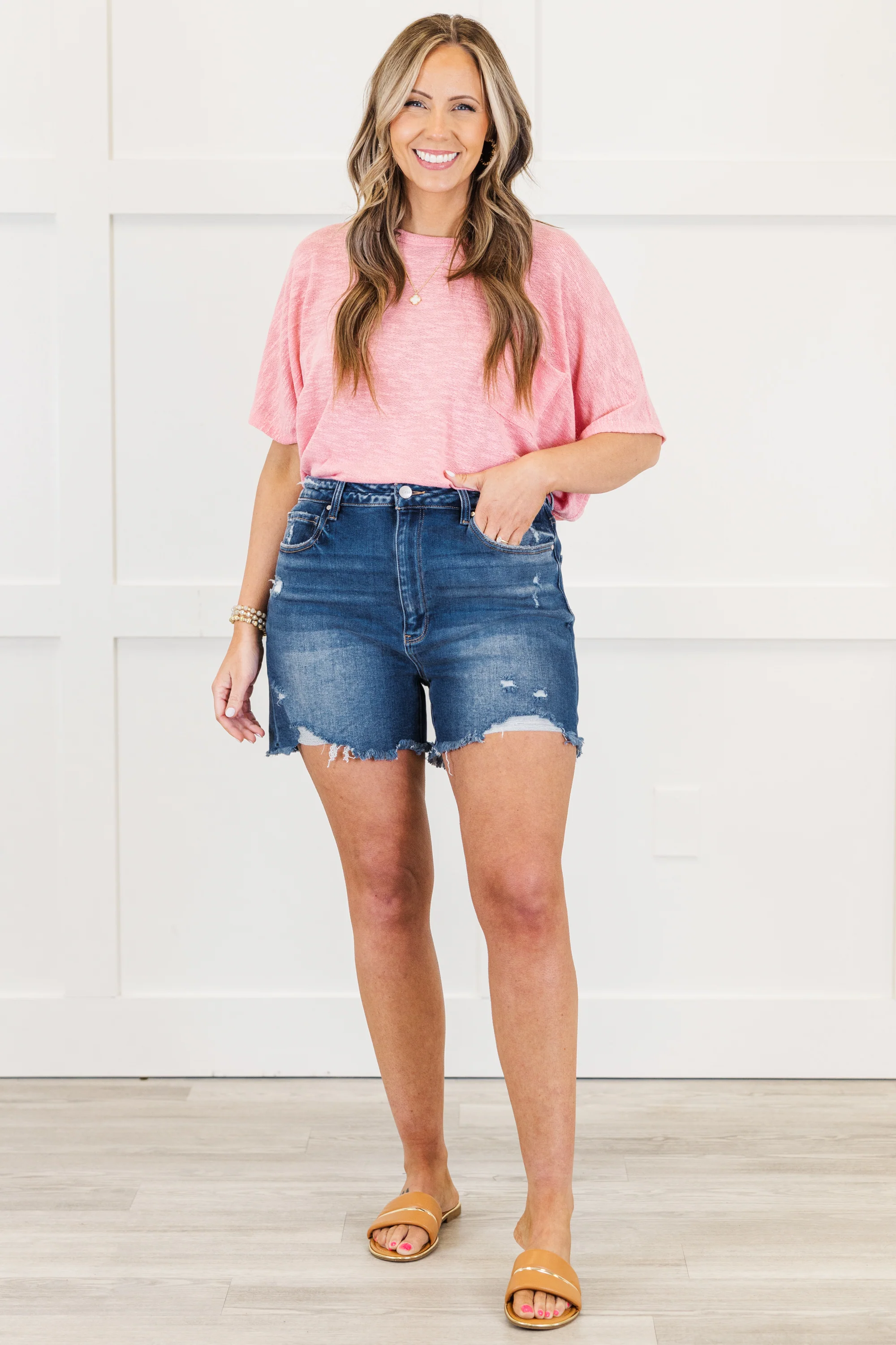 Lunch In The City Shorts, Dark Wash - Giverhouse