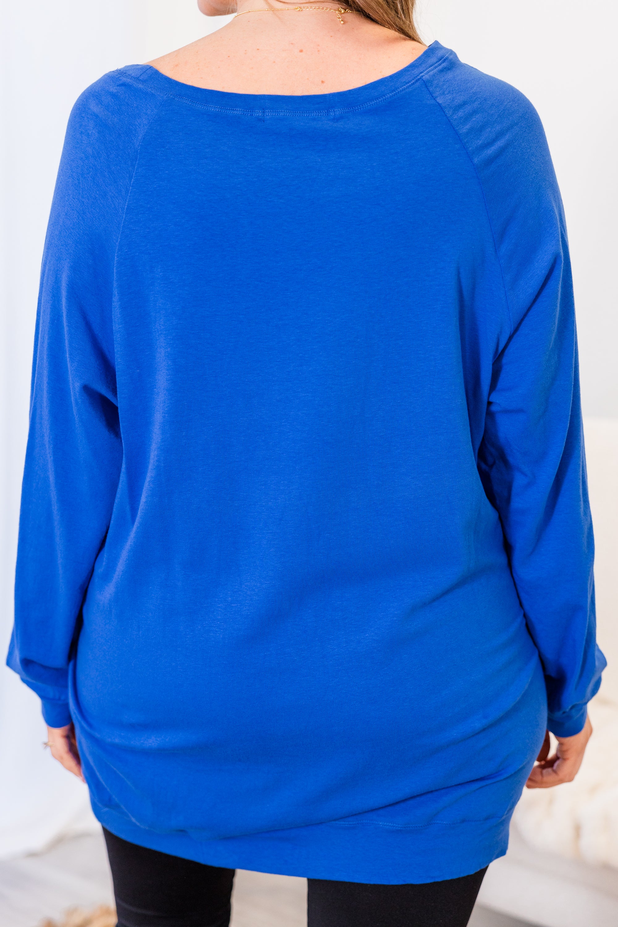 Slouchy Dolman Tunic Long Sleeve, Cobalt - Giverhouse