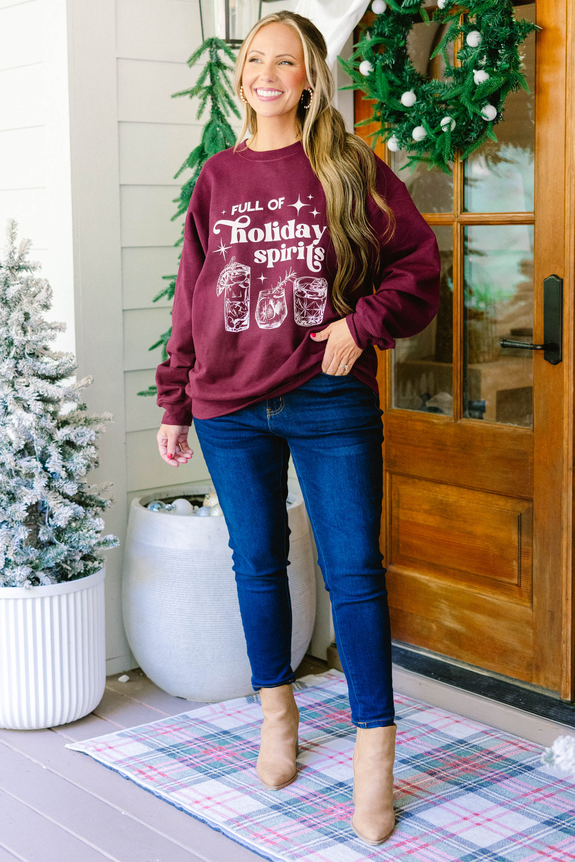 Full of Spirits Sweatshirt, Maroon - Giverhouse