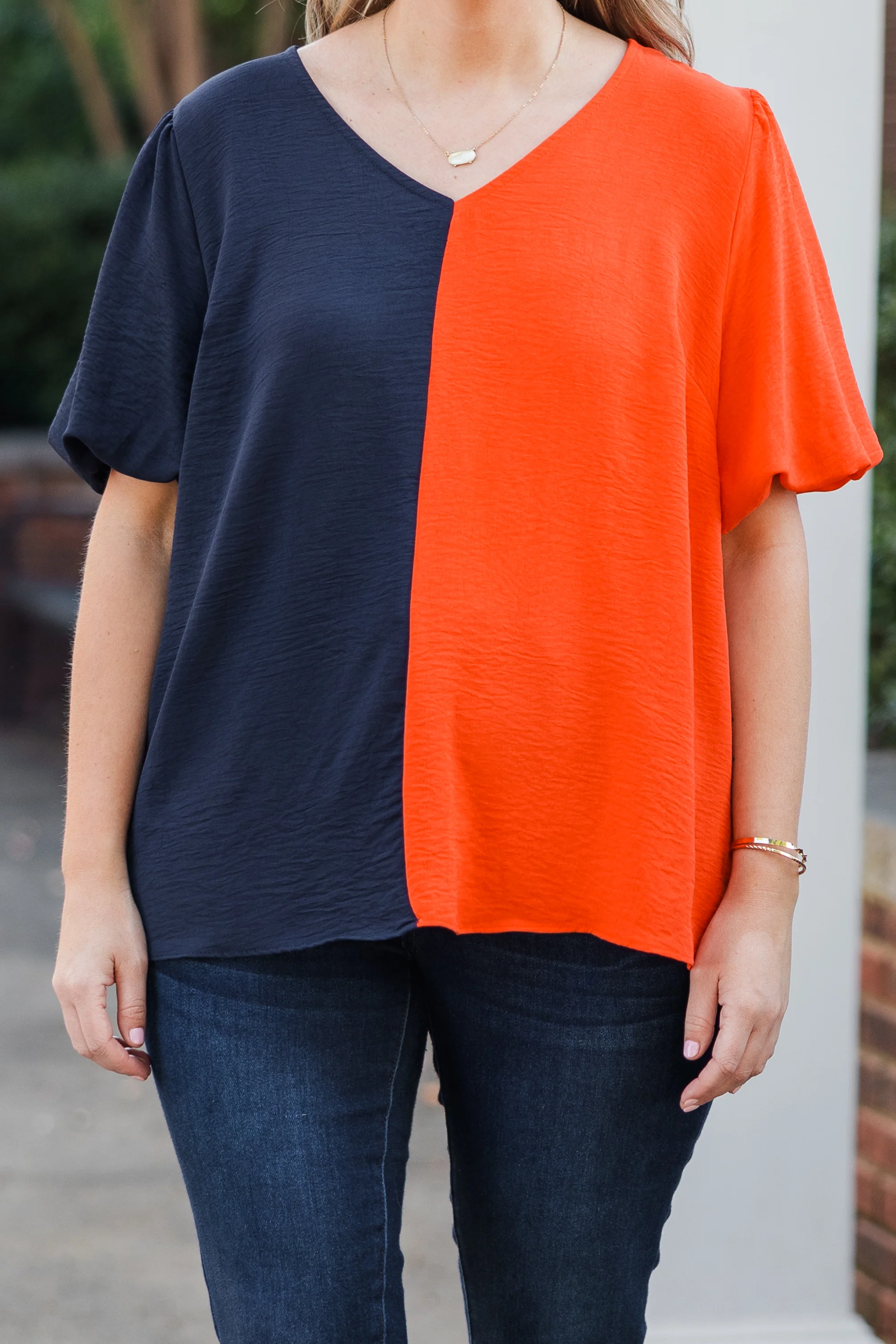 Sideline Sweetheart Top, Navy-Orange - Giverhouse