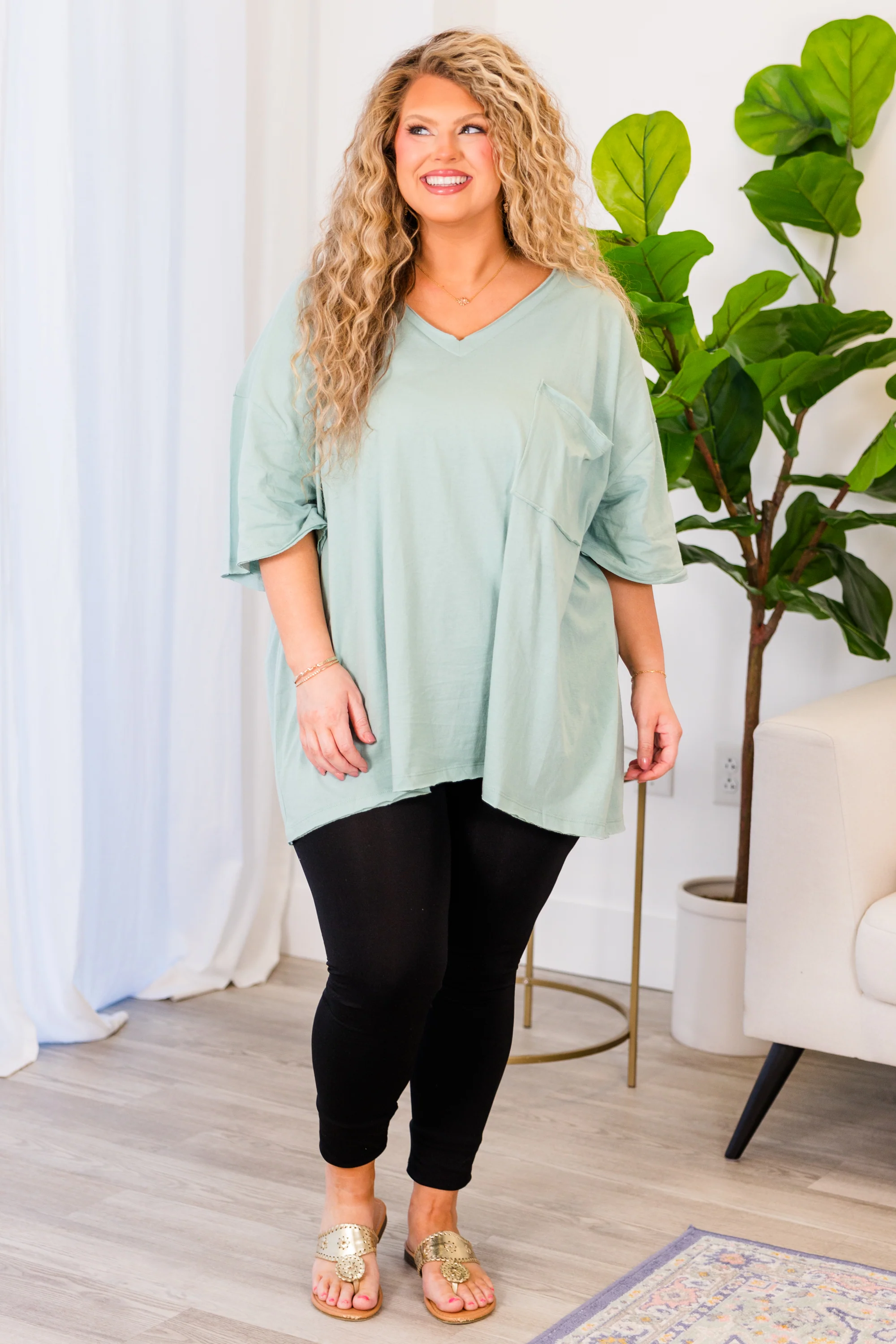 Dancing In The Mirror Top, Light Green - Giverhouse