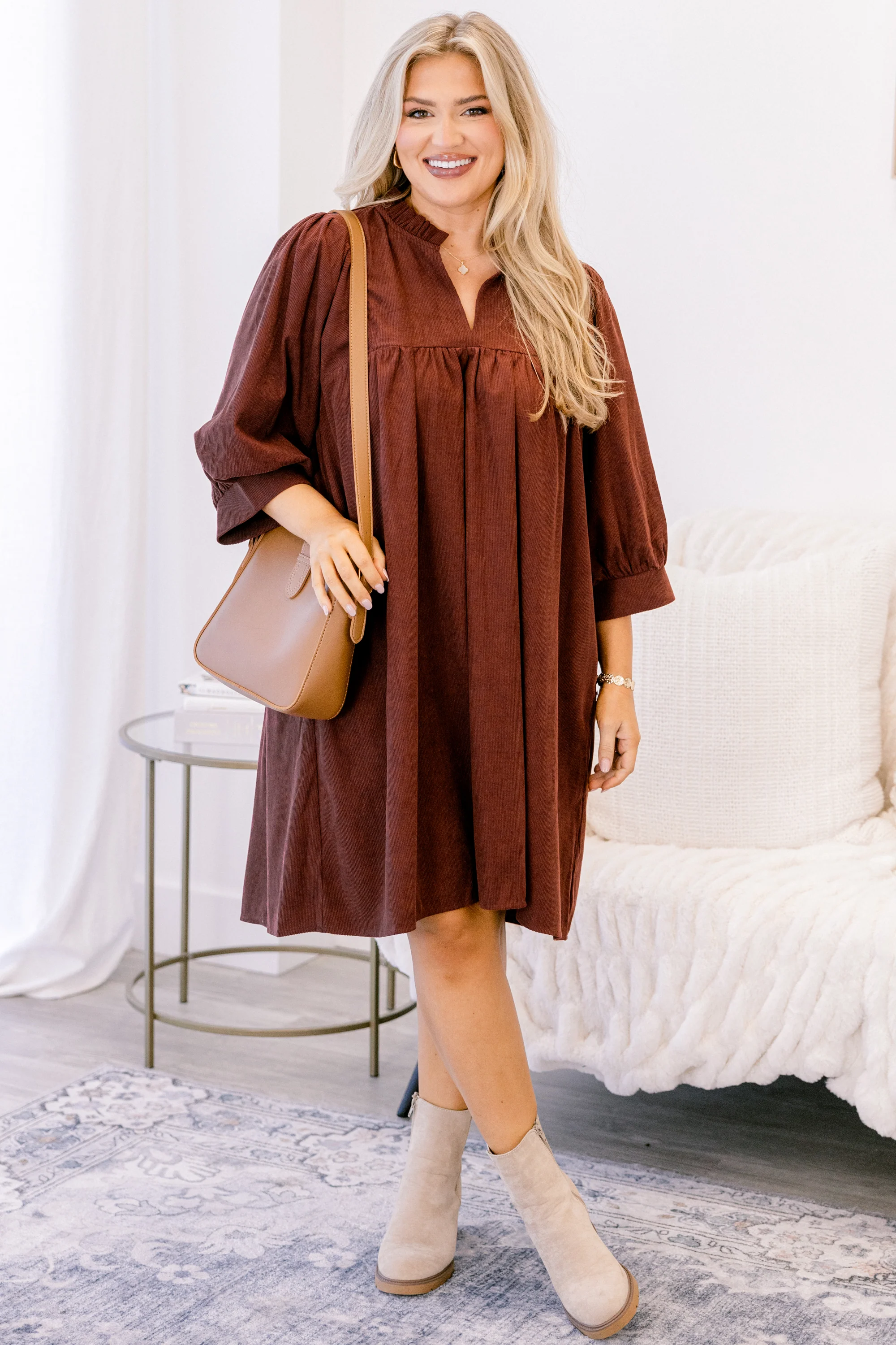 Can't Be Held Down Dress, Burgundy Corduroy - Giverhouse