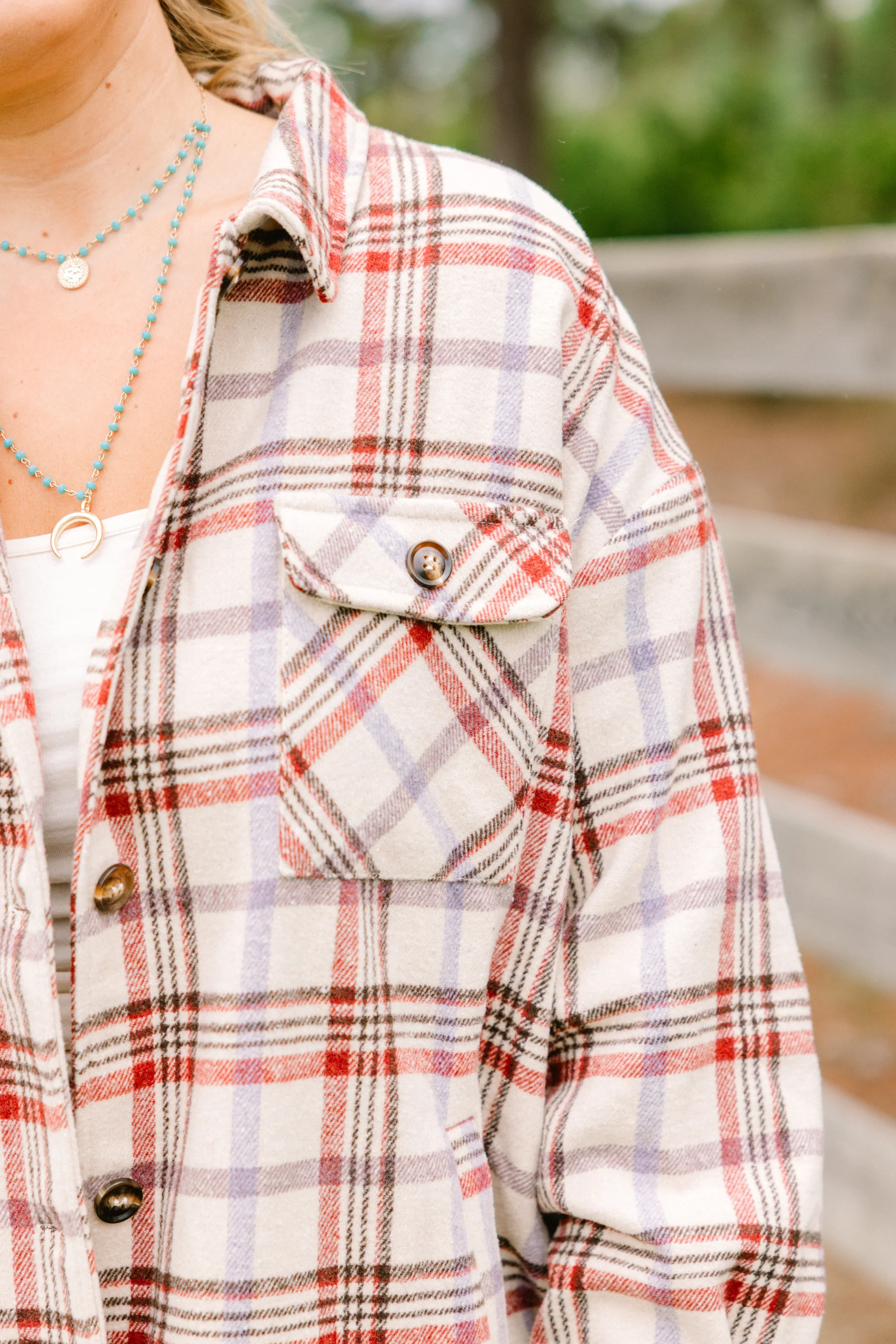 Join The Club Shacket, Natural/Brick - Giverhouse