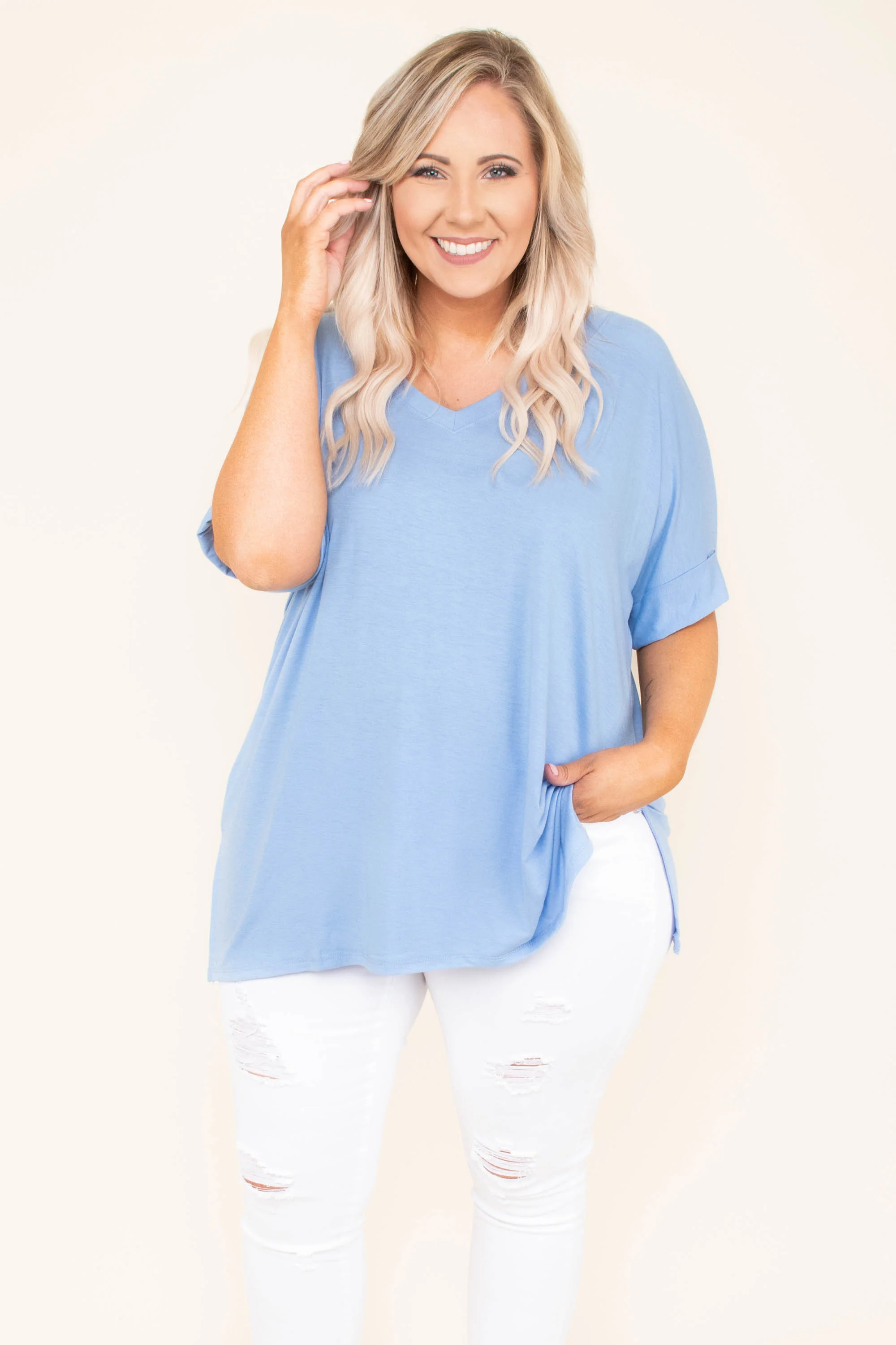 Comfy Travels Top, Spring Blue - Giverhouse