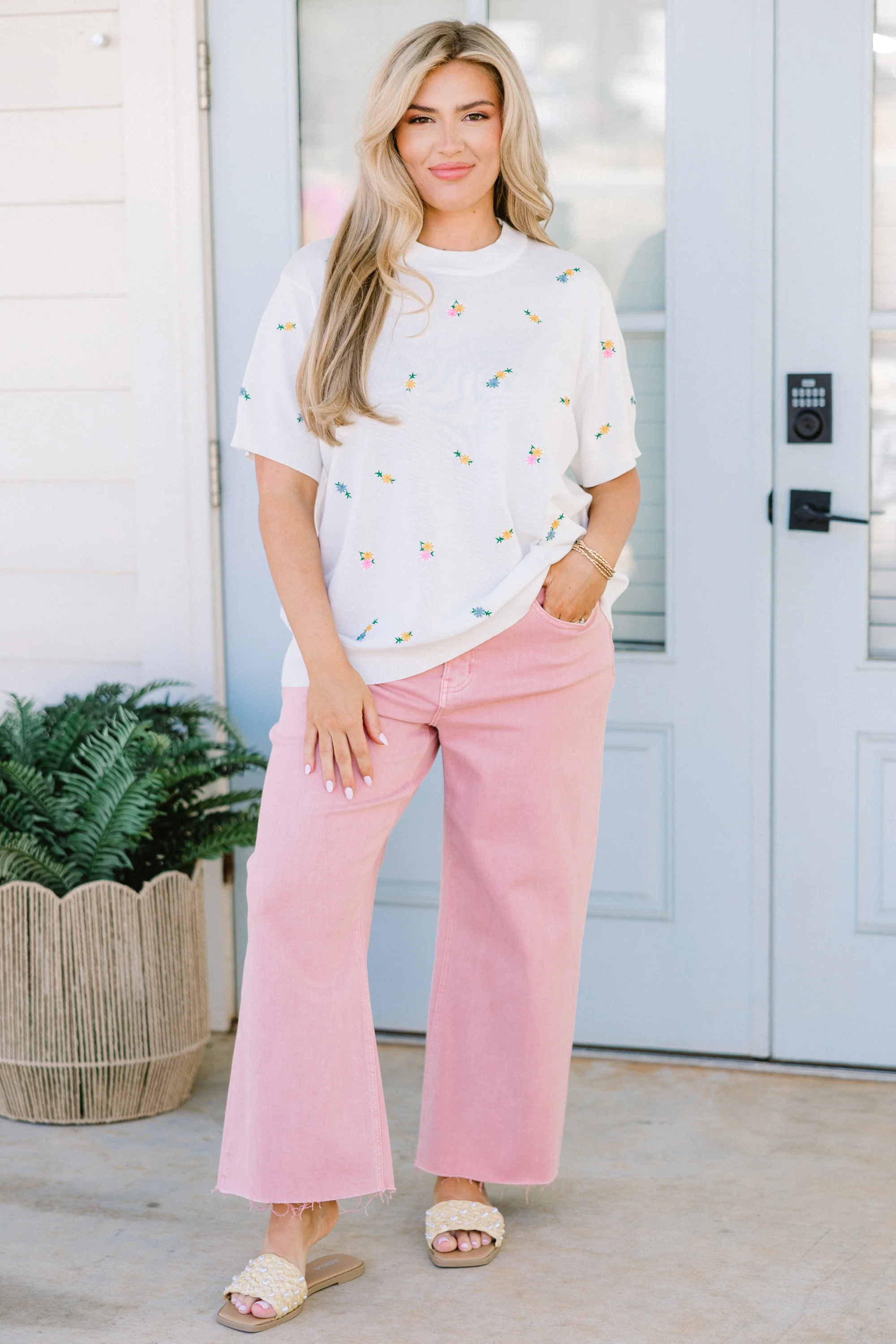 All I Want Is Spring Sweater, White - Giverhouse