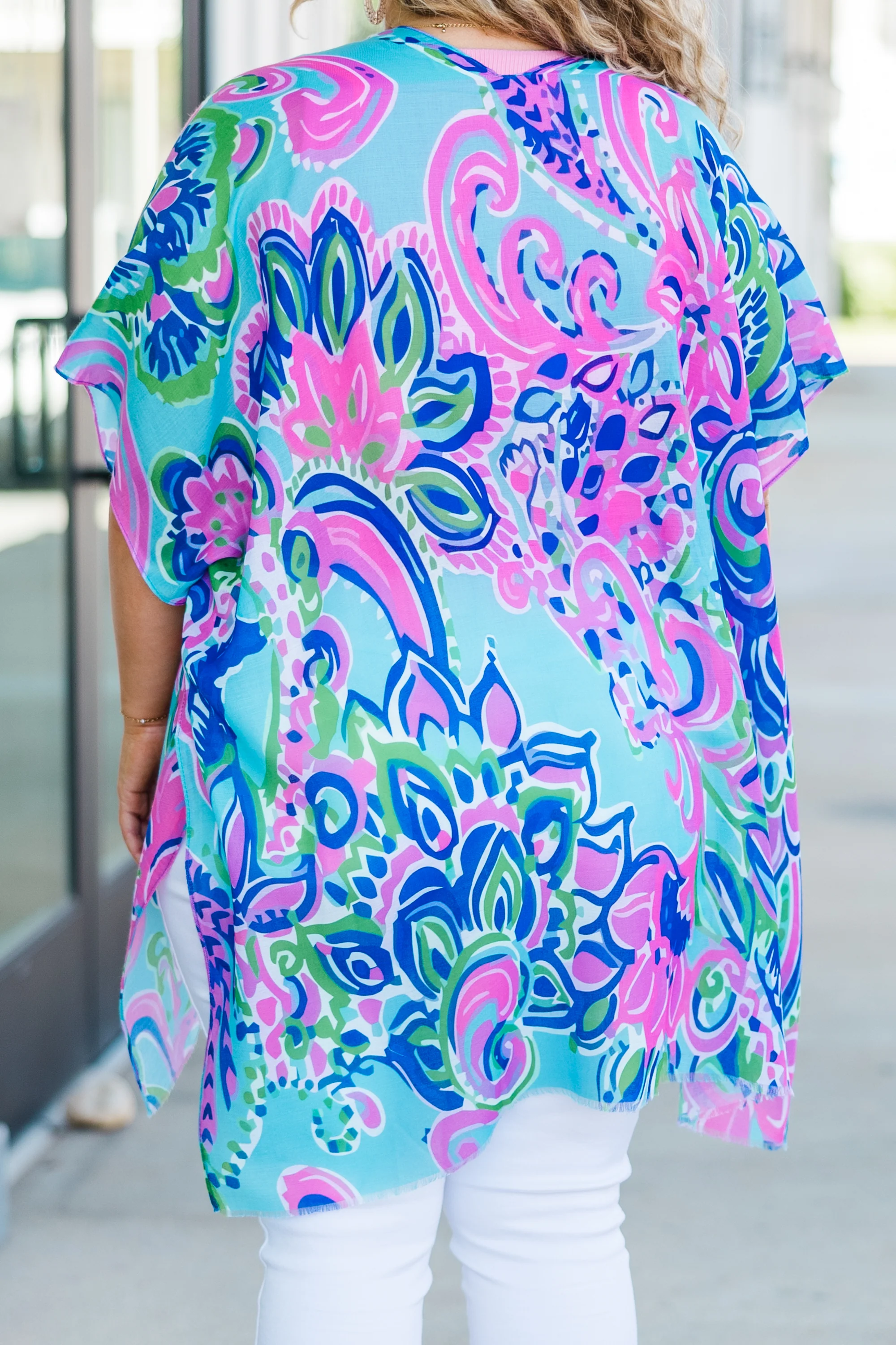 Tangled In Love Kimono, Blue-Pink - Giverhouse