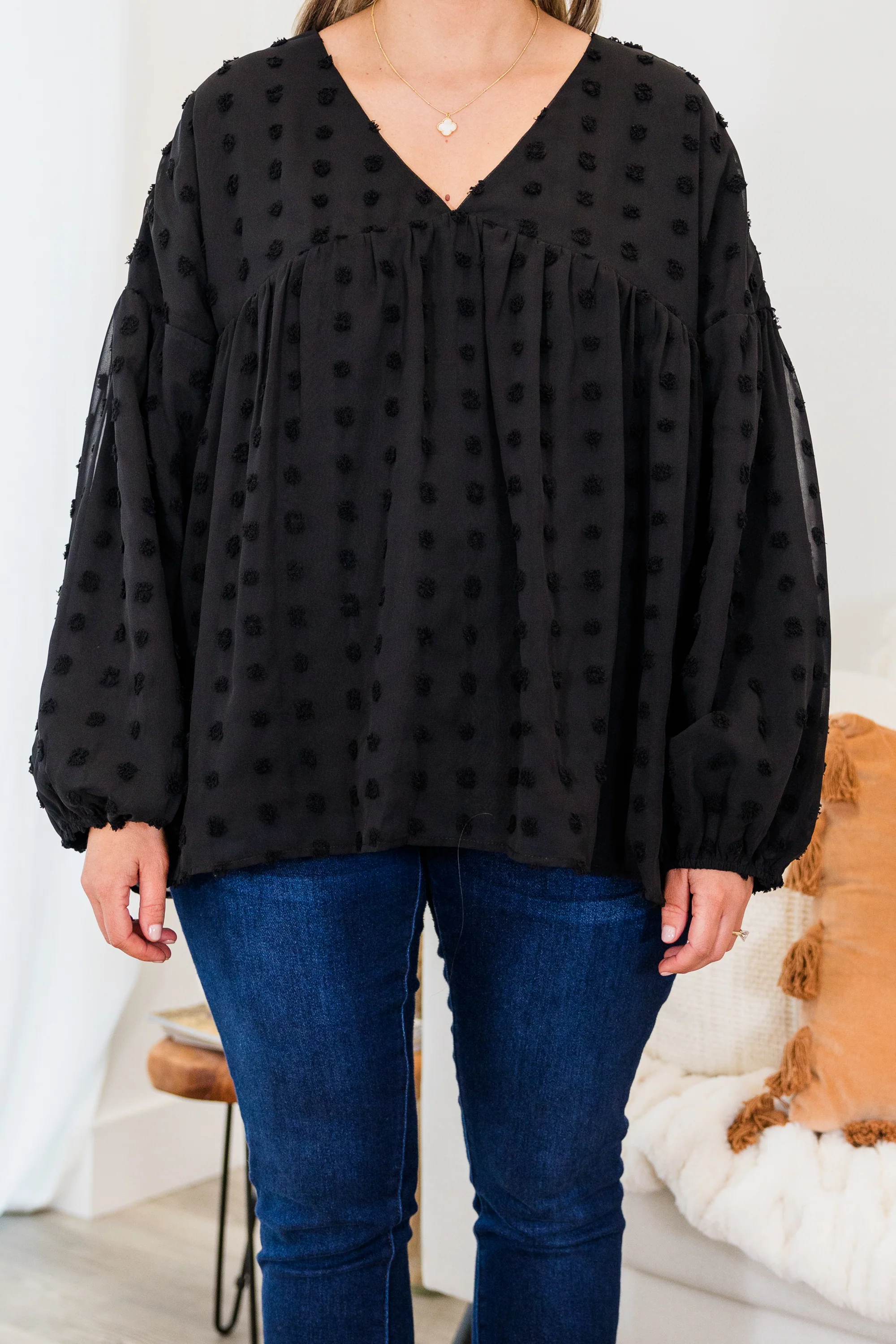 Rustic Charm Blouse, Black - Giverhouse