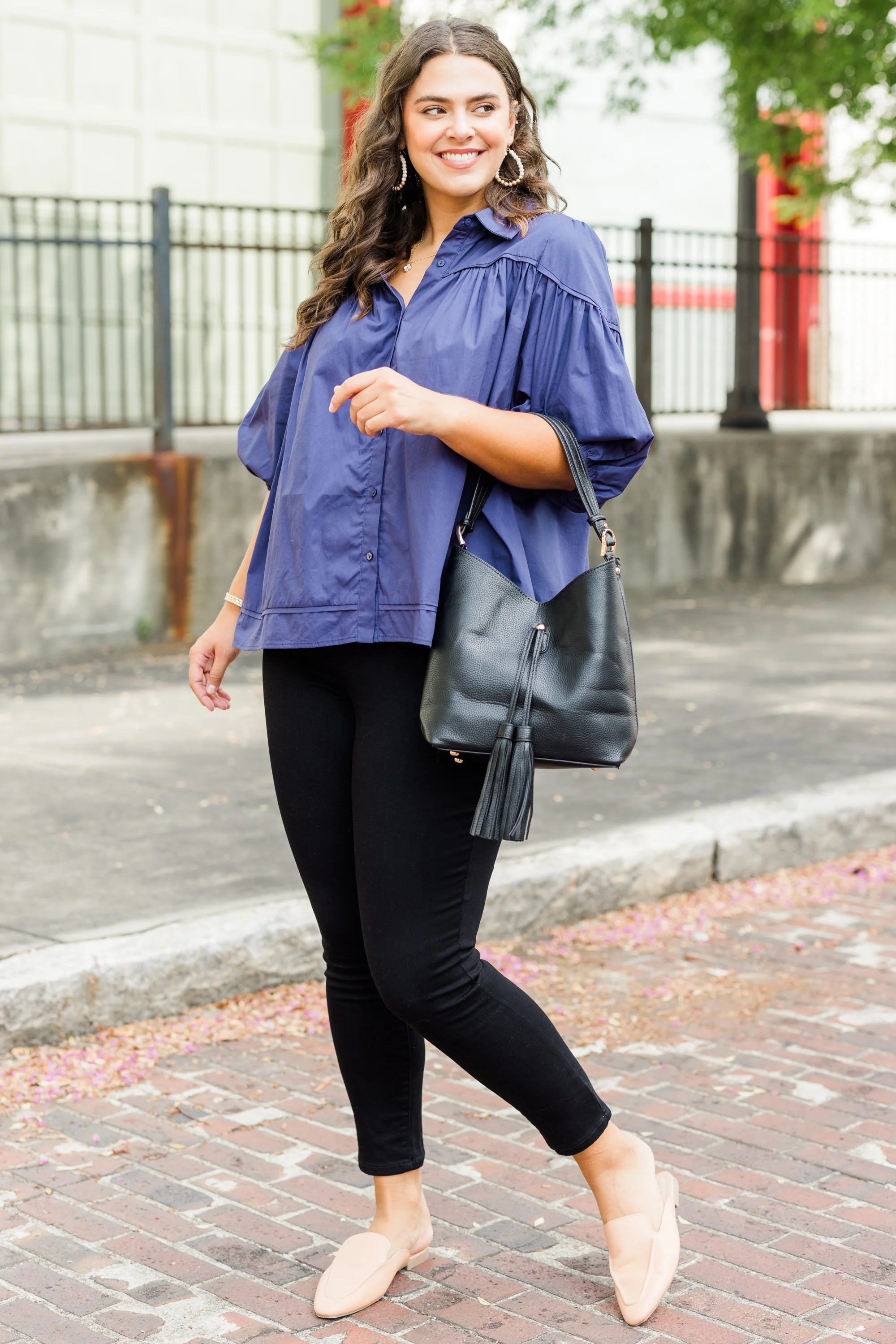 Love Is All Around Blouse, Navy - Giverhouse