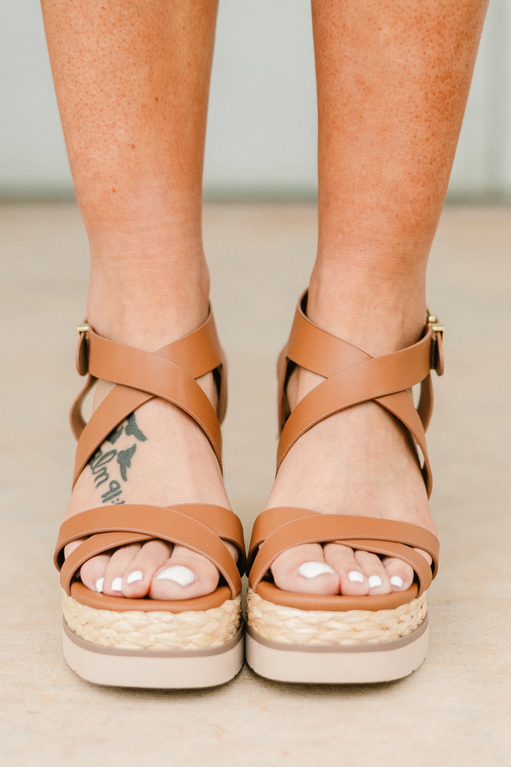 Slow Days Ahead Wedges, Tan - Giverhouse