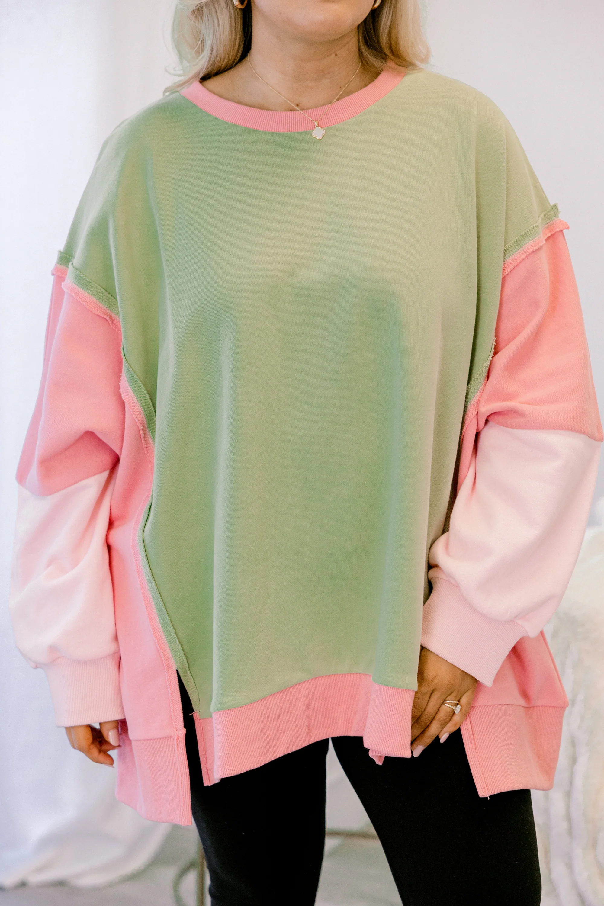 Rising To The Opportunity Pullover, Green-Pink - Giverhouse