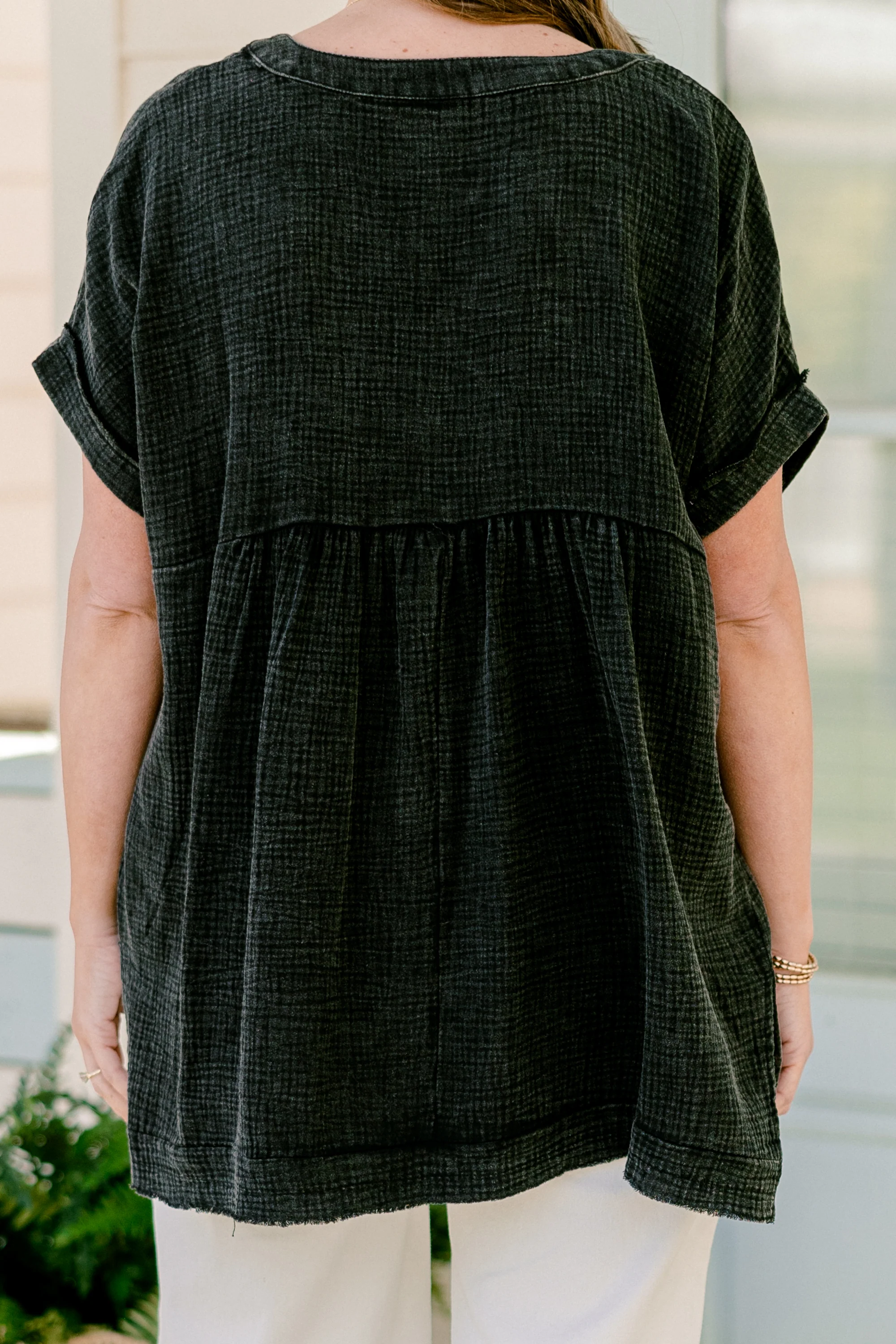 Cute And Carefree Top, Ash Black - Giverhouse