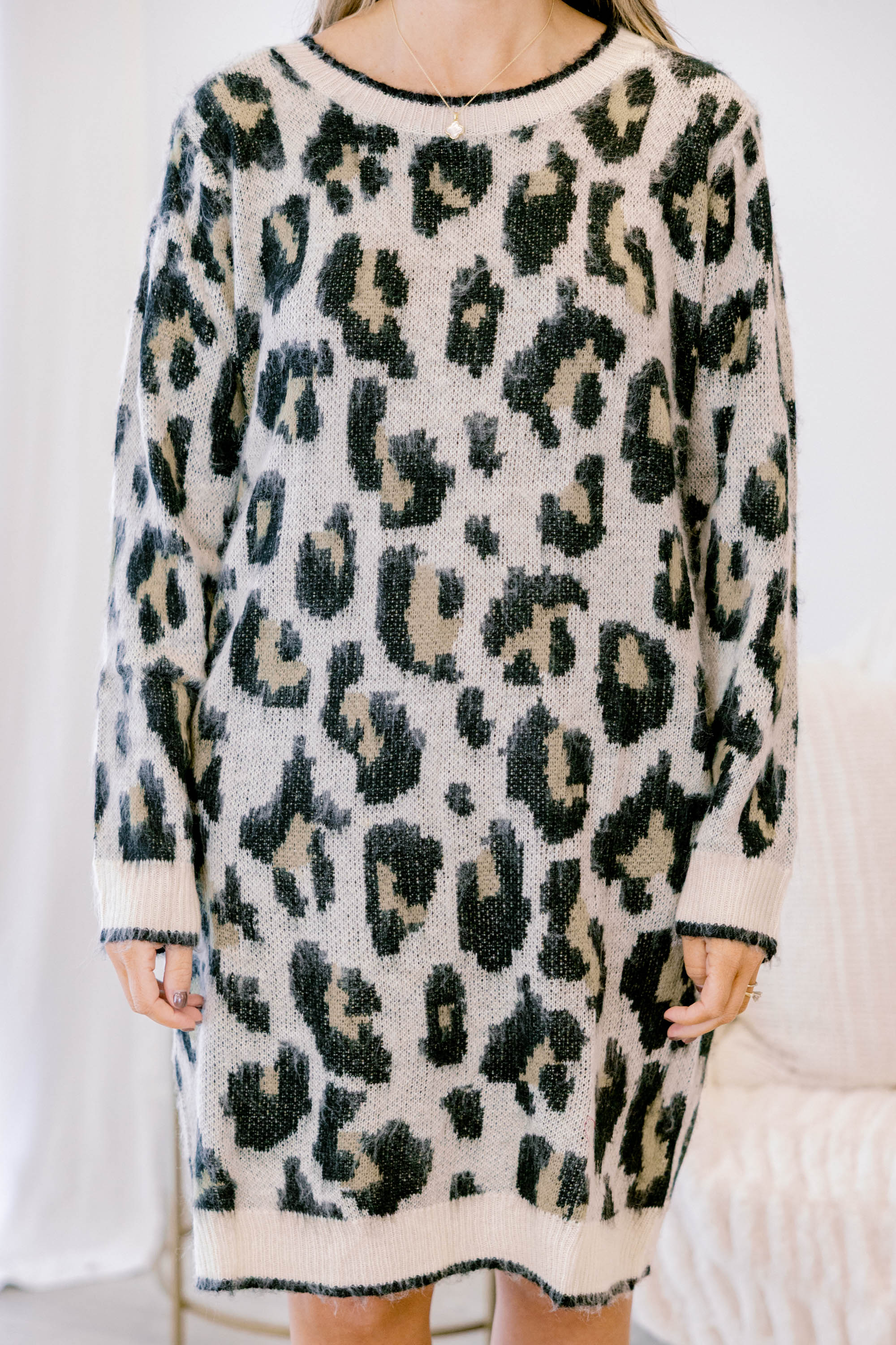 Always The Answer Sweater Dress, Leopard - Giverhouse