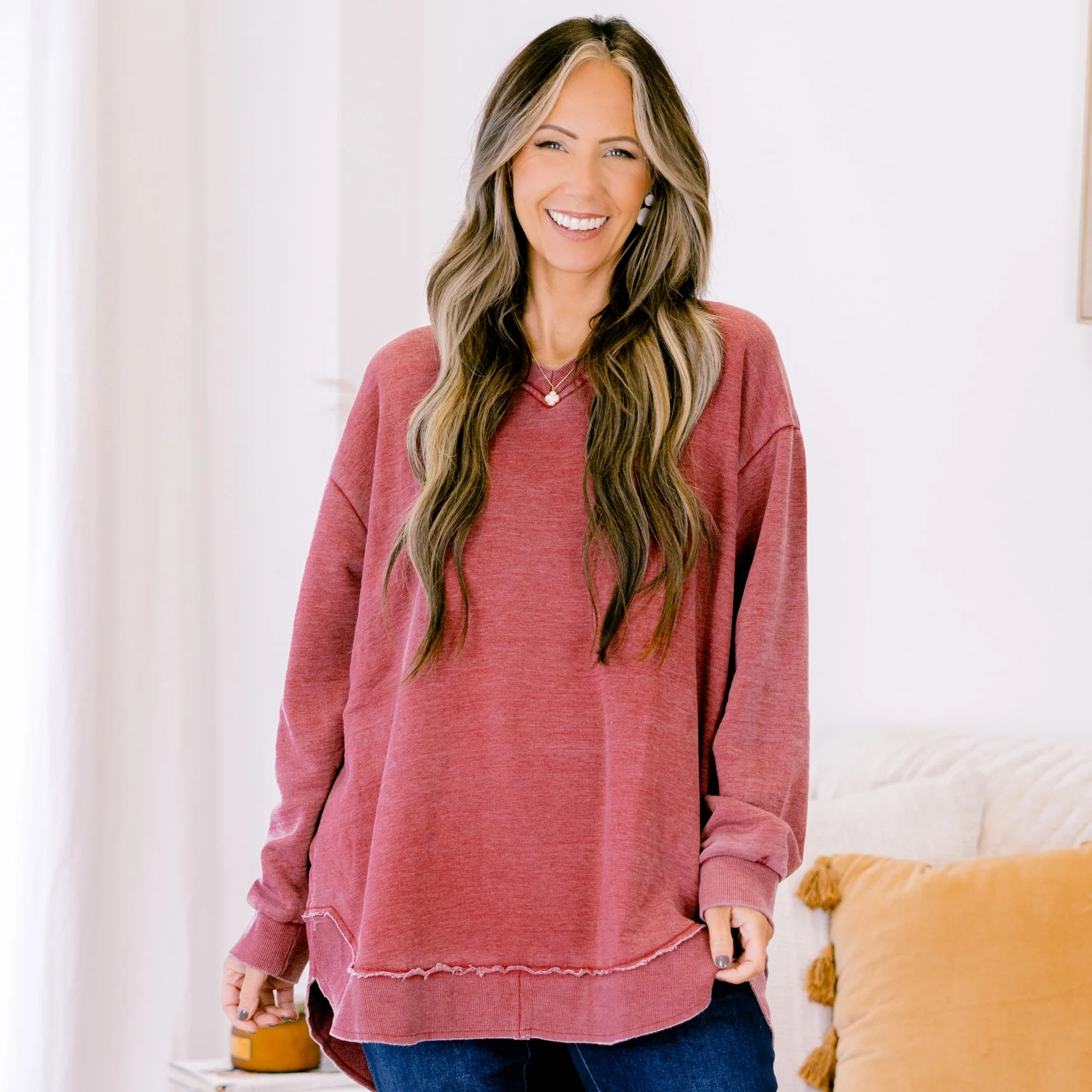 Warm Embrace Pullover, Wine Red - Giverhouse