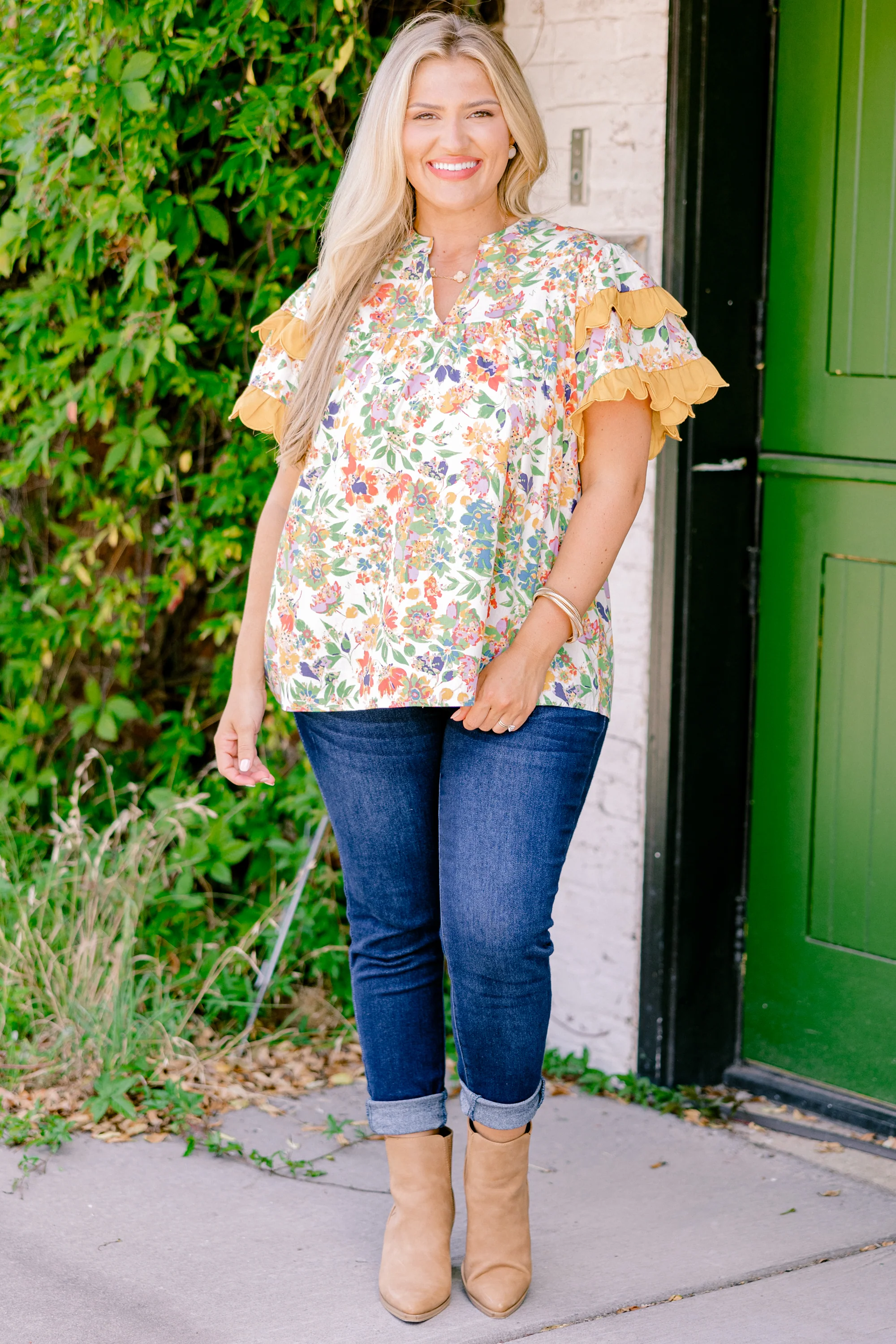 Santorini Bound Top, Orange Multi - Giverhouse